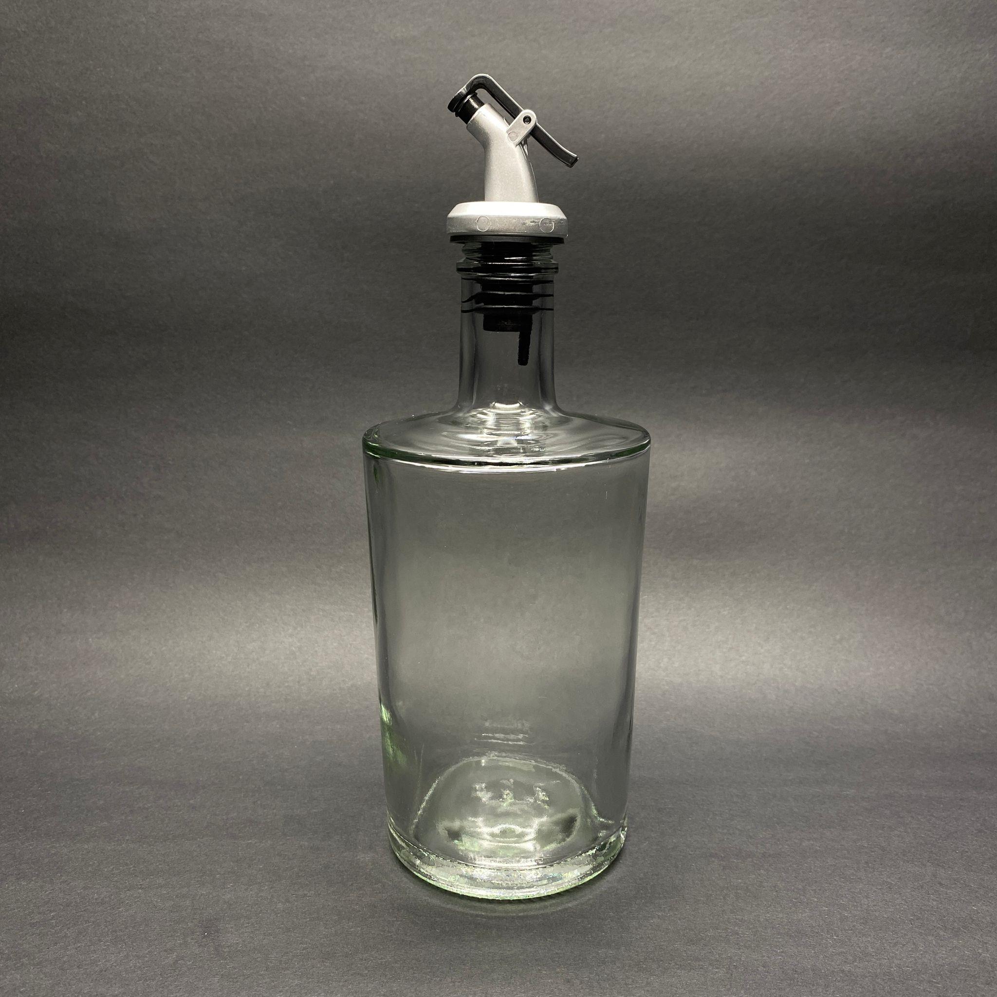 500 CC KALIN DİPLİ LÜKS CAM ŞİŞE - GRİ YAĞDANLIK TIPALI  - 500 ML SİLİNDİR SPECİAL SERİ ZEYTİNYAĞI İÇİN CAM ŞİŞE