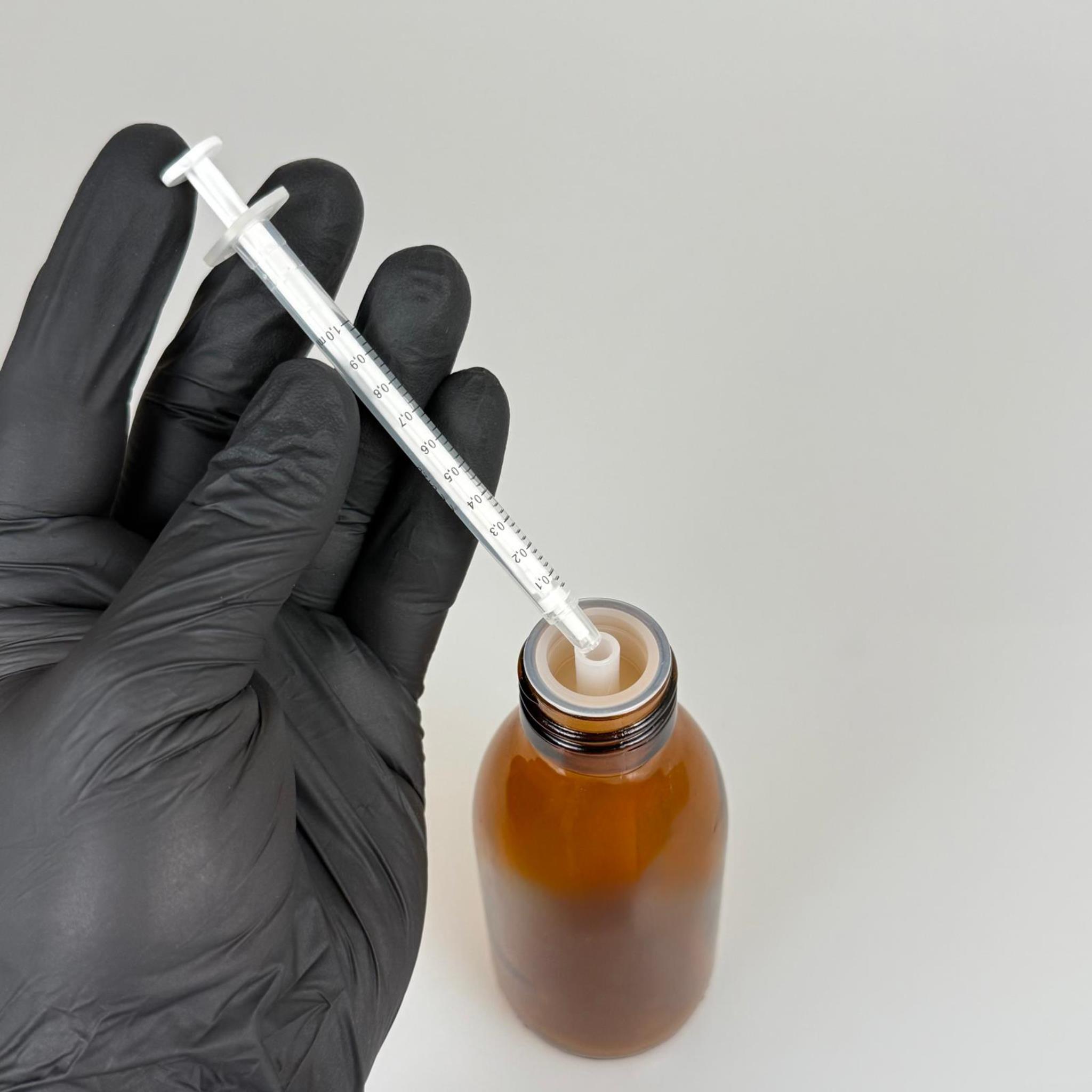 125 ML CAM ECZA ŞİŞESİ + 1 ML DOZAJ PİPETİ + DOZAJ TIPASI + CONTALI PLASTİK KAPAK TAKIM