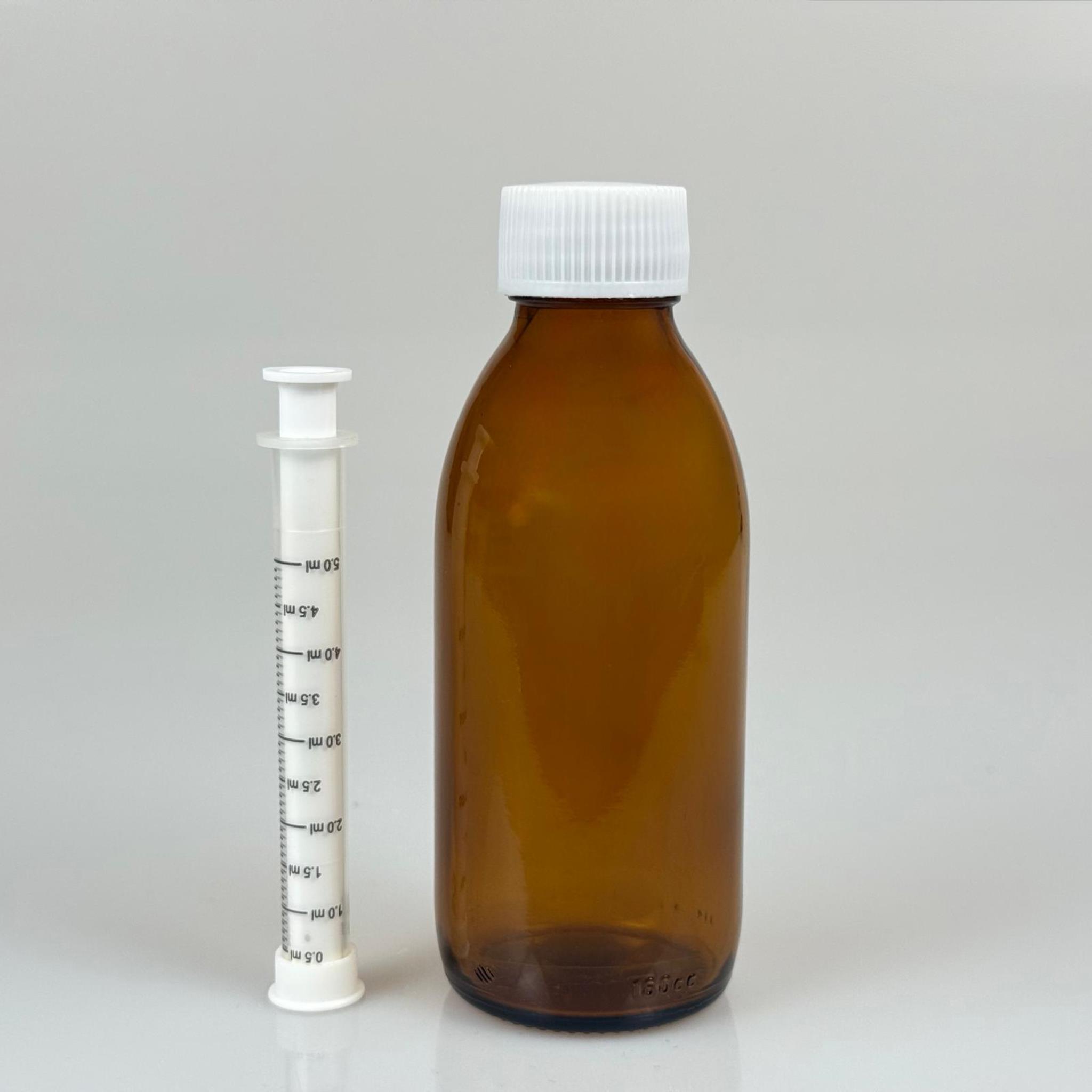 160 ML CAM ECZA ŞİŞESİ + 5 ML DOZAJ PİPETİ + DOZAJ TIPASI + CONTALI PLASTİK KAPAK TAKIM