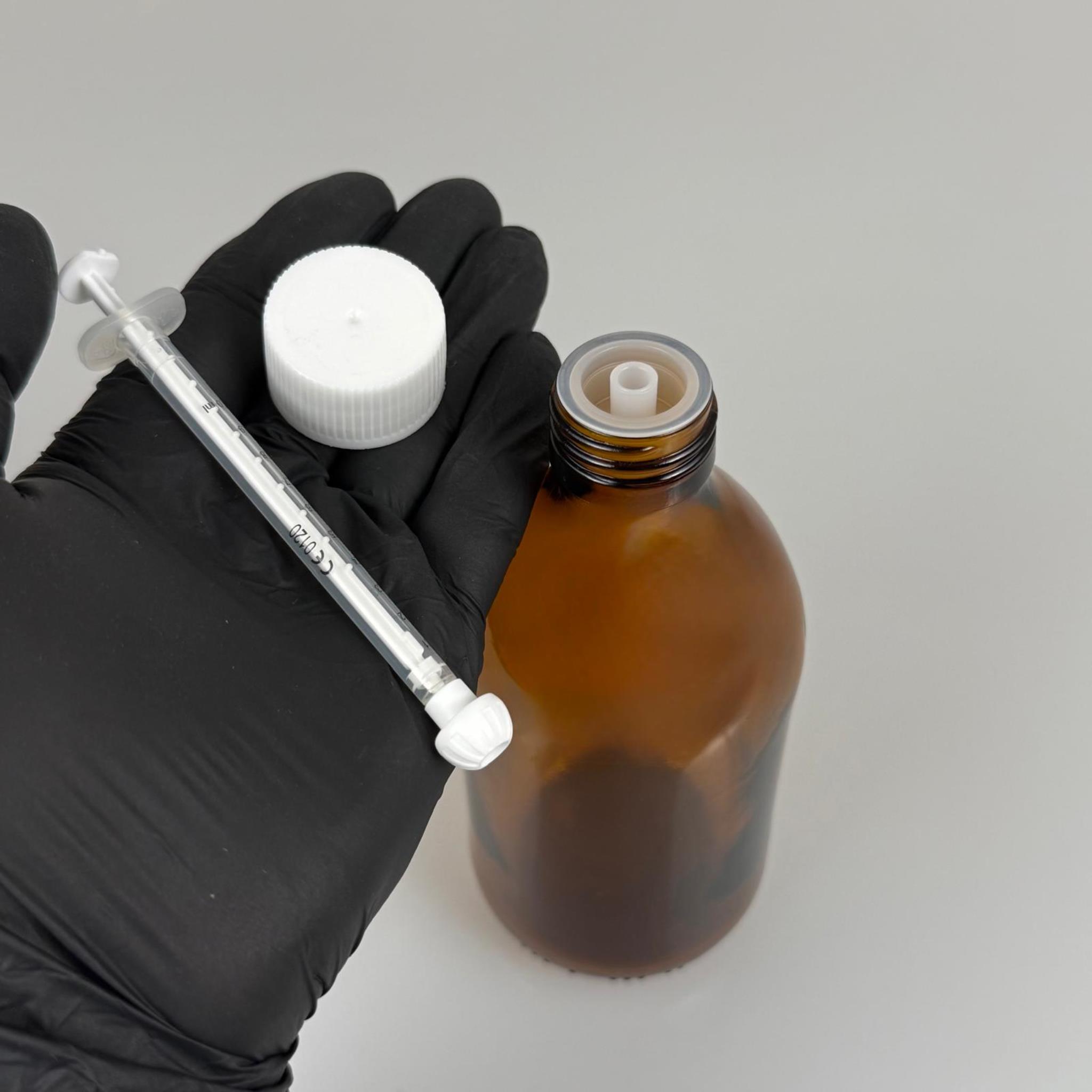 300 ML CAM ECZA ŞİŞESİ + 1 ML DOZAJ PİPETİ + DOZAJ TIPASI + CONTALI PLASTİK KAPAK TAKIM