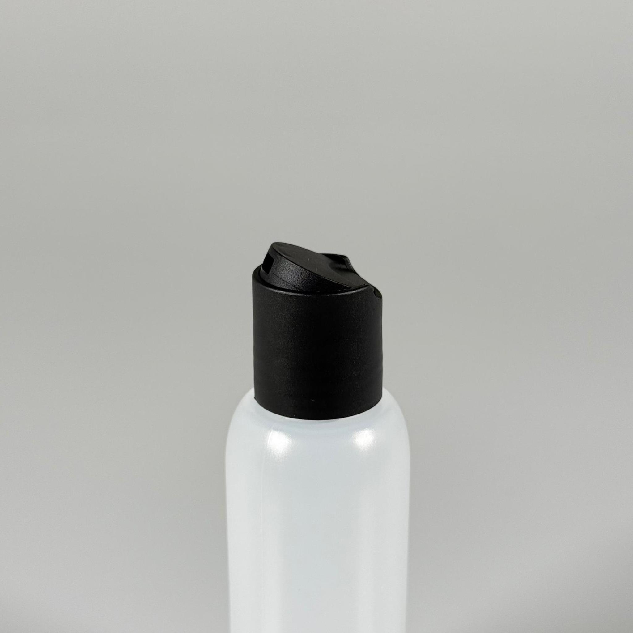 100 ML SIKILABİLİR YUMUŞAK PE POLİETİLEN PLASTİK ŞİŞE - SİYAH DİSKTOP ŞAMPUAN KAPAKLI - 100 cc sos, yağ, kartuş, mürekkep vb için boş şişeler