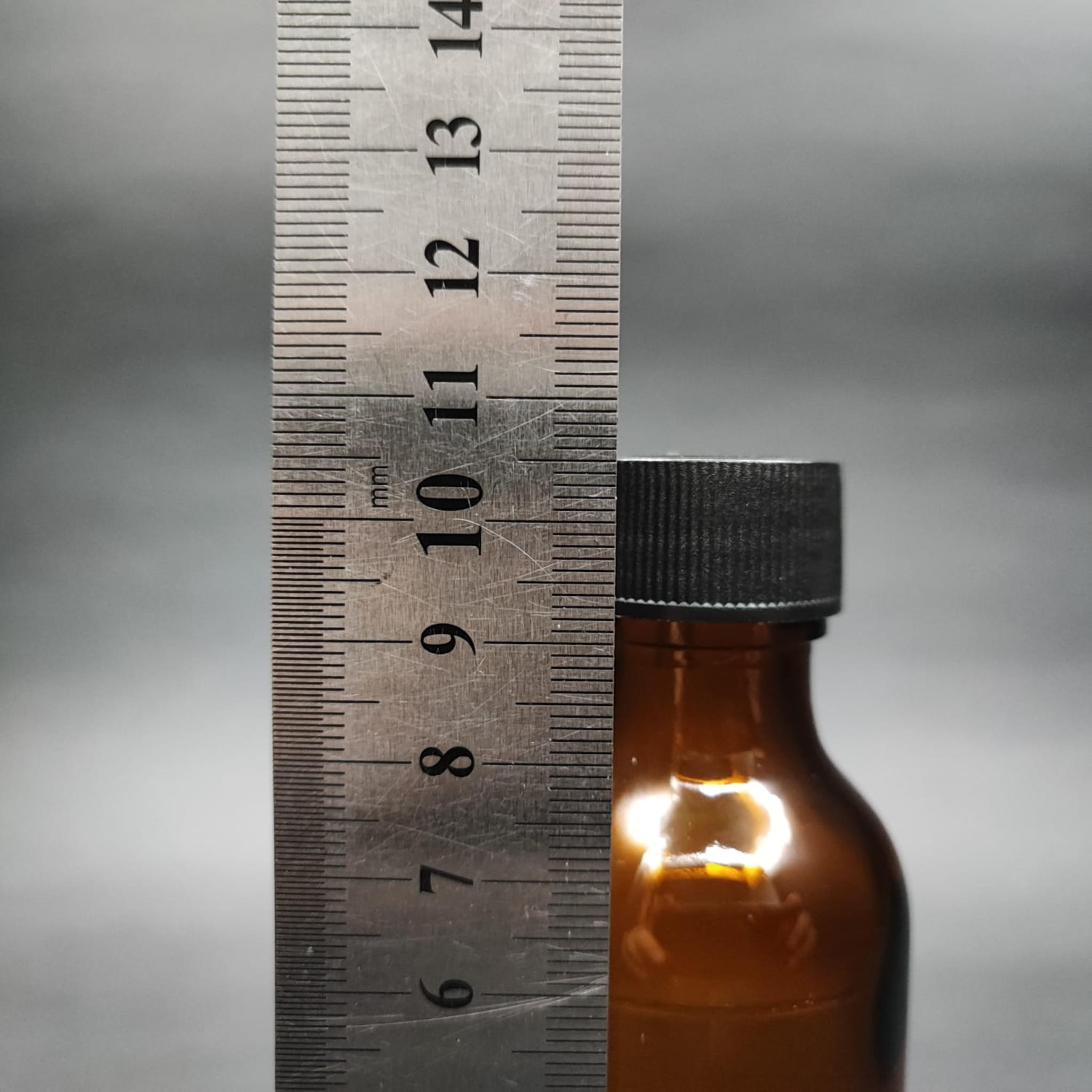 75 ML DOLUMU KOLAY, GENİŞ AĞIZLI İÇTEN DAMLALIKLI ŞİŞE (25 MM AĞIZ)  - 75 CC SİYAH CONTALI KAPAKLI İÇTEN DAMLALIKLI CAM ECZA ŞİŞESİ - AMBER KAHVERENGİ