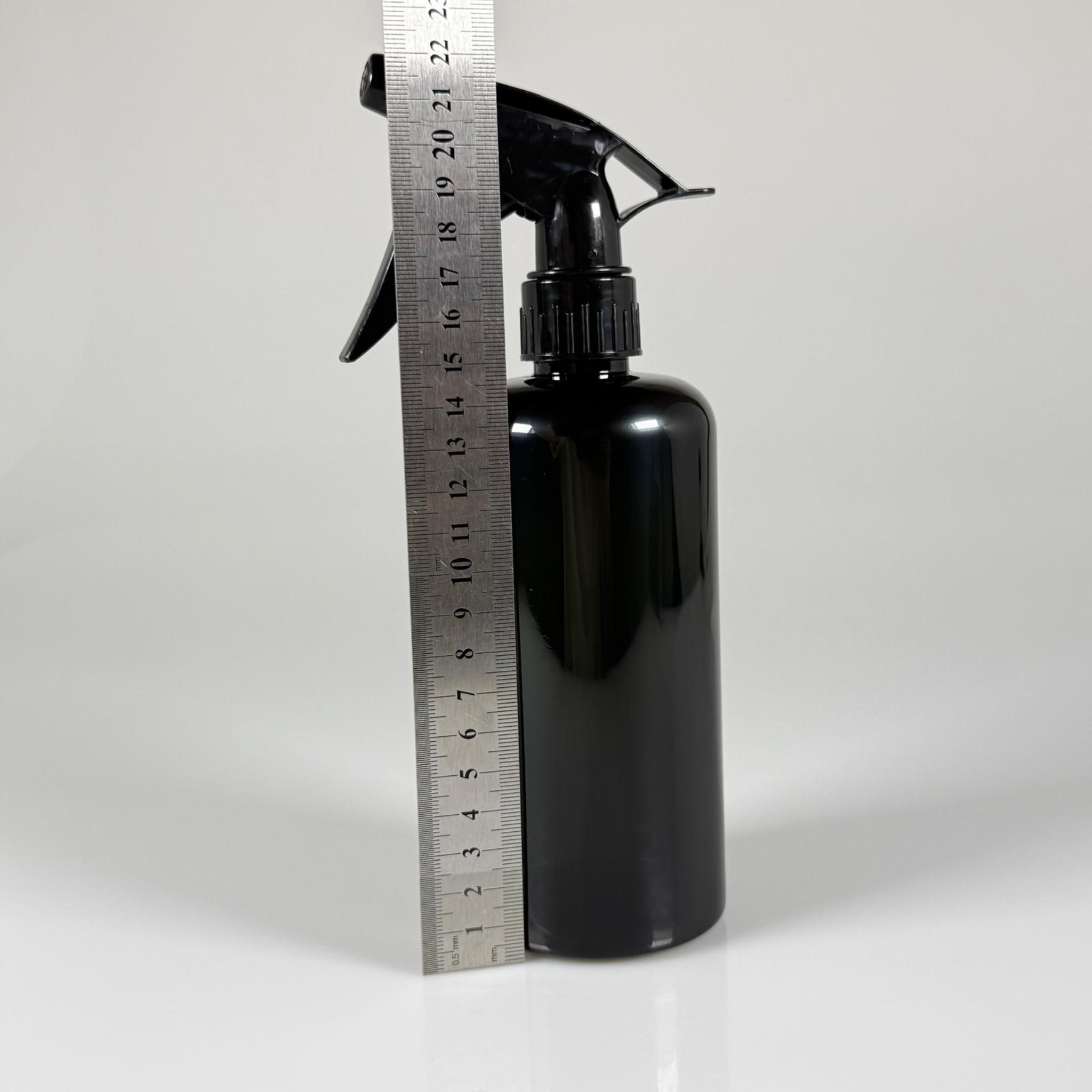 500 CC SİYAH UZUN SİLİNDİR PET ŞİŞE KALIN (26 GR) - SİYAH TRİGER DOZAJLI KİMYASALA DAYANIKLI SPREYLİ - 28 AĞIZ - 500 ML PET ŞİŞE