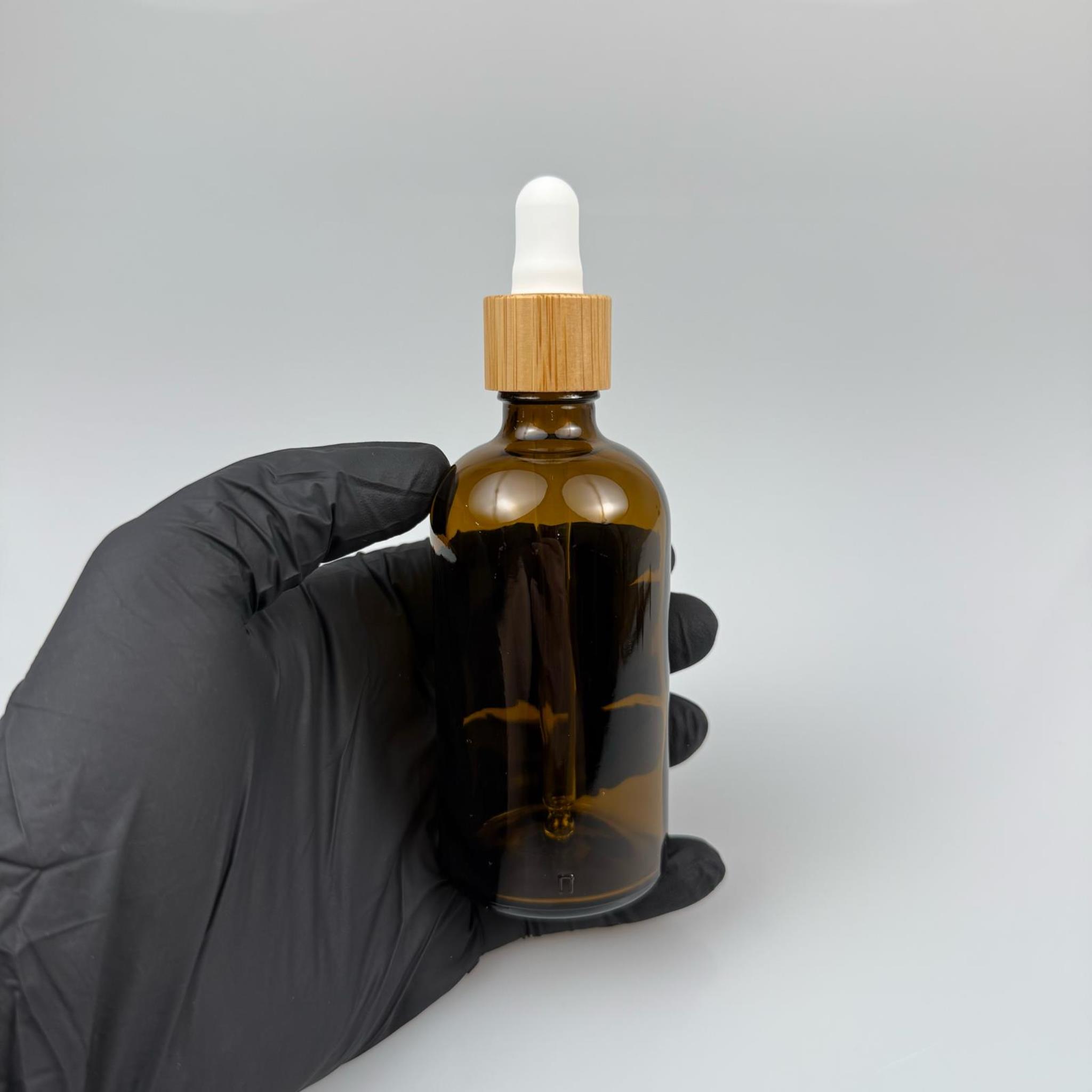 100 CC AMBER CAM DAMLALIKLI ŞİŞE - BEYAZ EMZİK - BAMBU AHŞAP KAPAK - 100 ML BAMBU KAPAKLI CAM DAMLALIKLI ŞİŞE