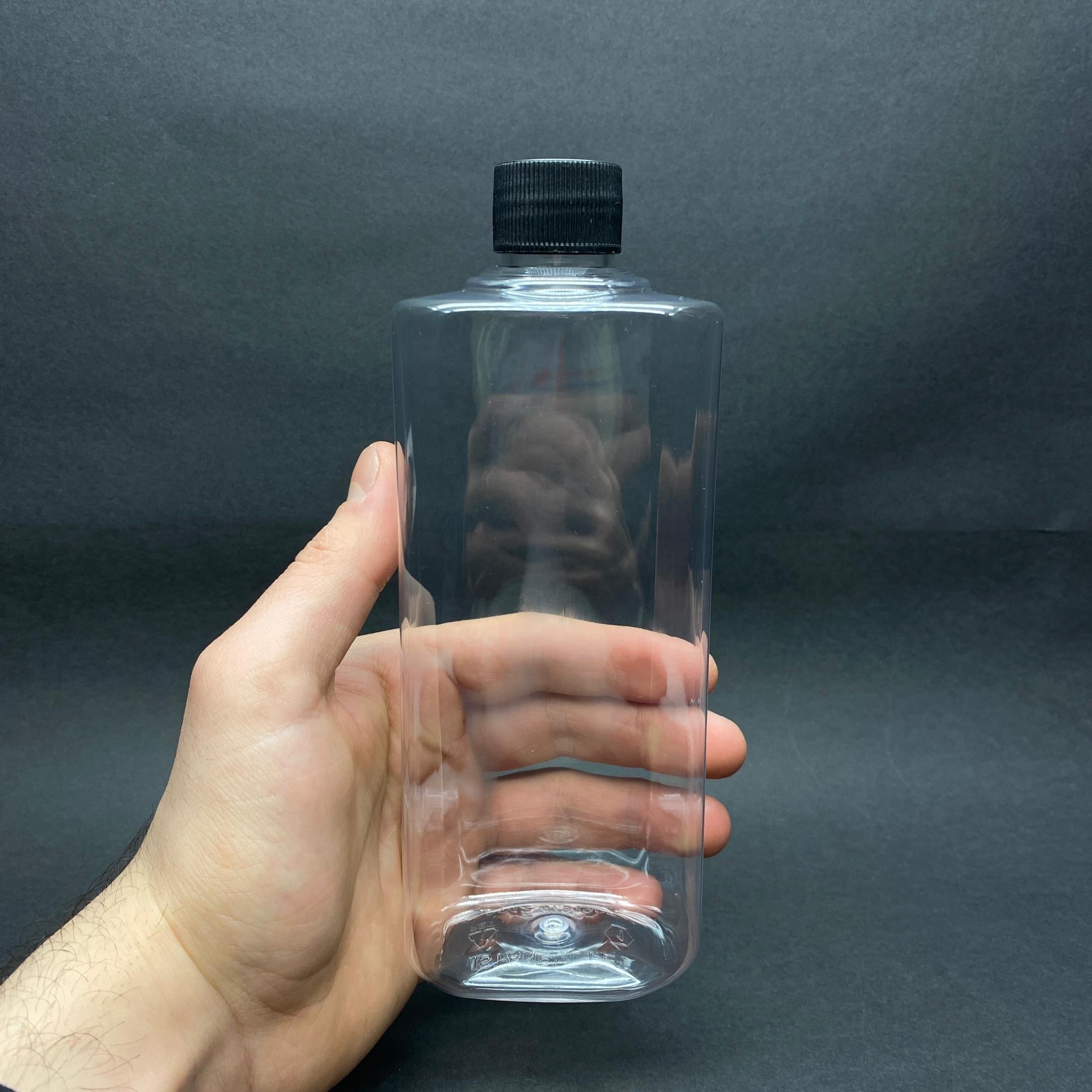 400 CC YASSI MODEL PET ŞİŞE - SİYAH KAPAKLI - 400 ML KAPAKLI PLASTİK ŞİŞE