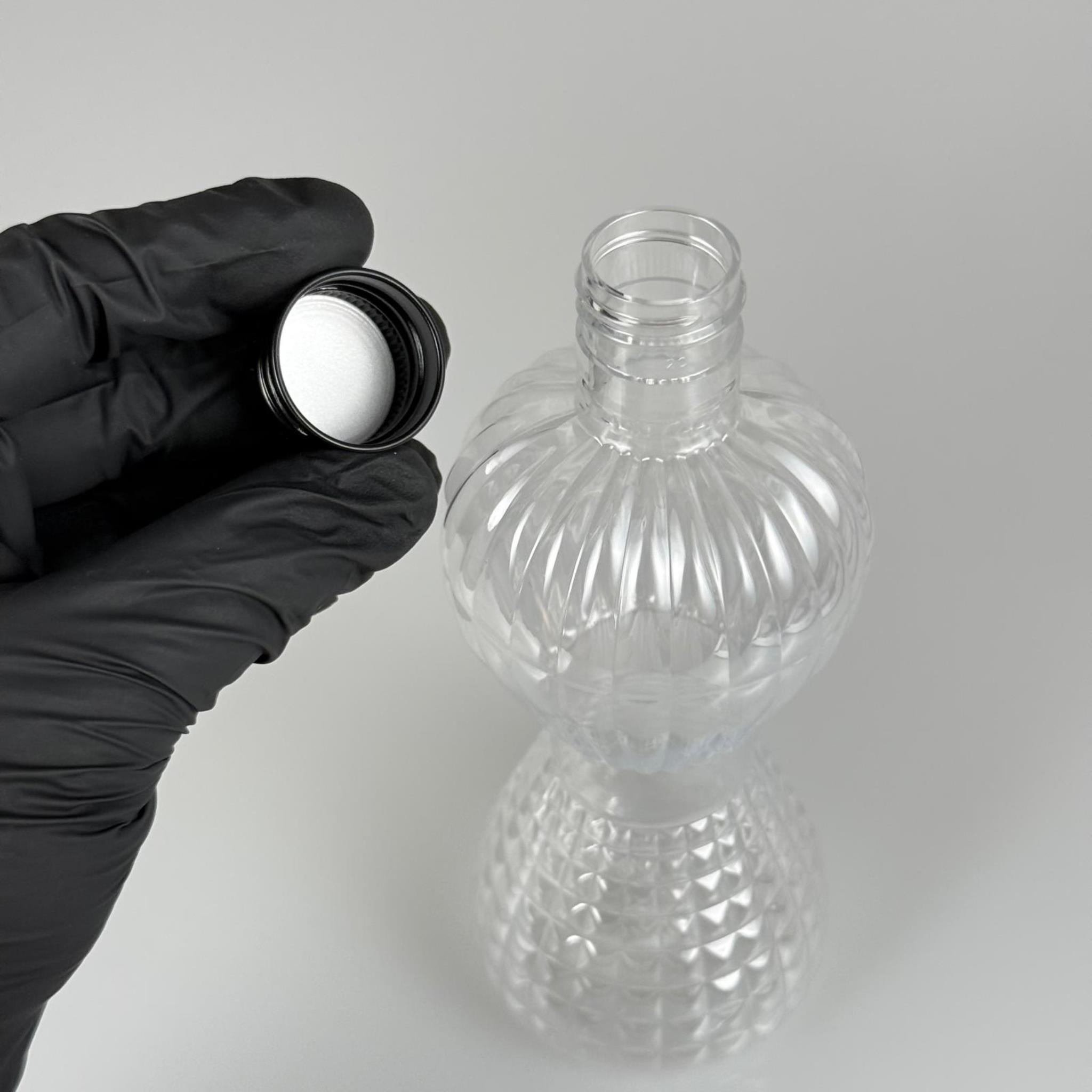 300 CC PIRLANTA ŞİŞE (CAMPET) 24 AĞIZ + KÖPÜK CONTALI SİYAH METAL ALÜMİNYUM KAPAK - 300 ML CAMPET PIRLANTA ŞİŞE