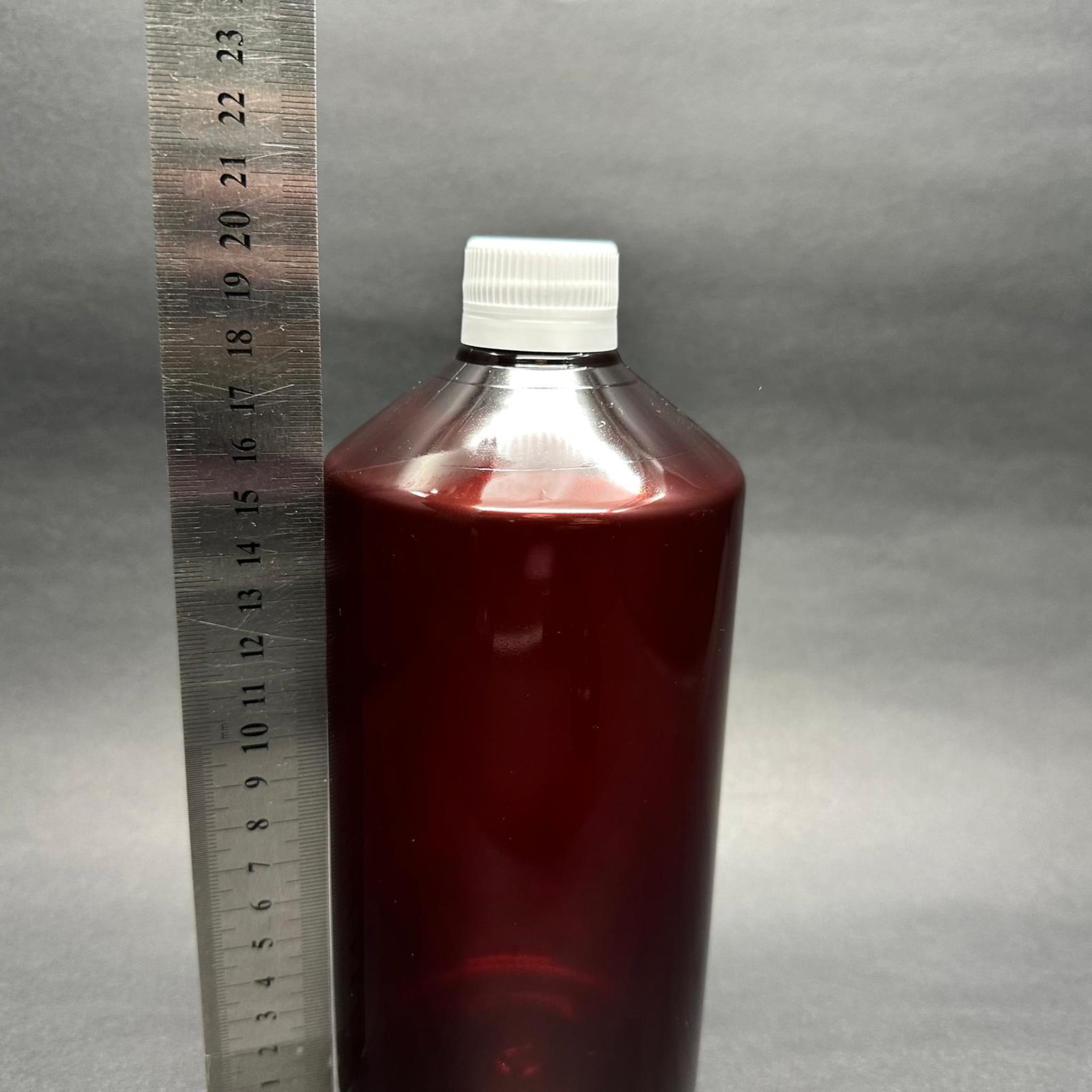 1000 CC AMBER KAHVERENGİ PLASTİK ECZA ŞİŞESİ - BEYAZ KİLİTLİ CONTALI KAPAKLI - 1000 ML KAHVERENGİ BOŞ PET ŞİŞE - KALIN (45 GR)