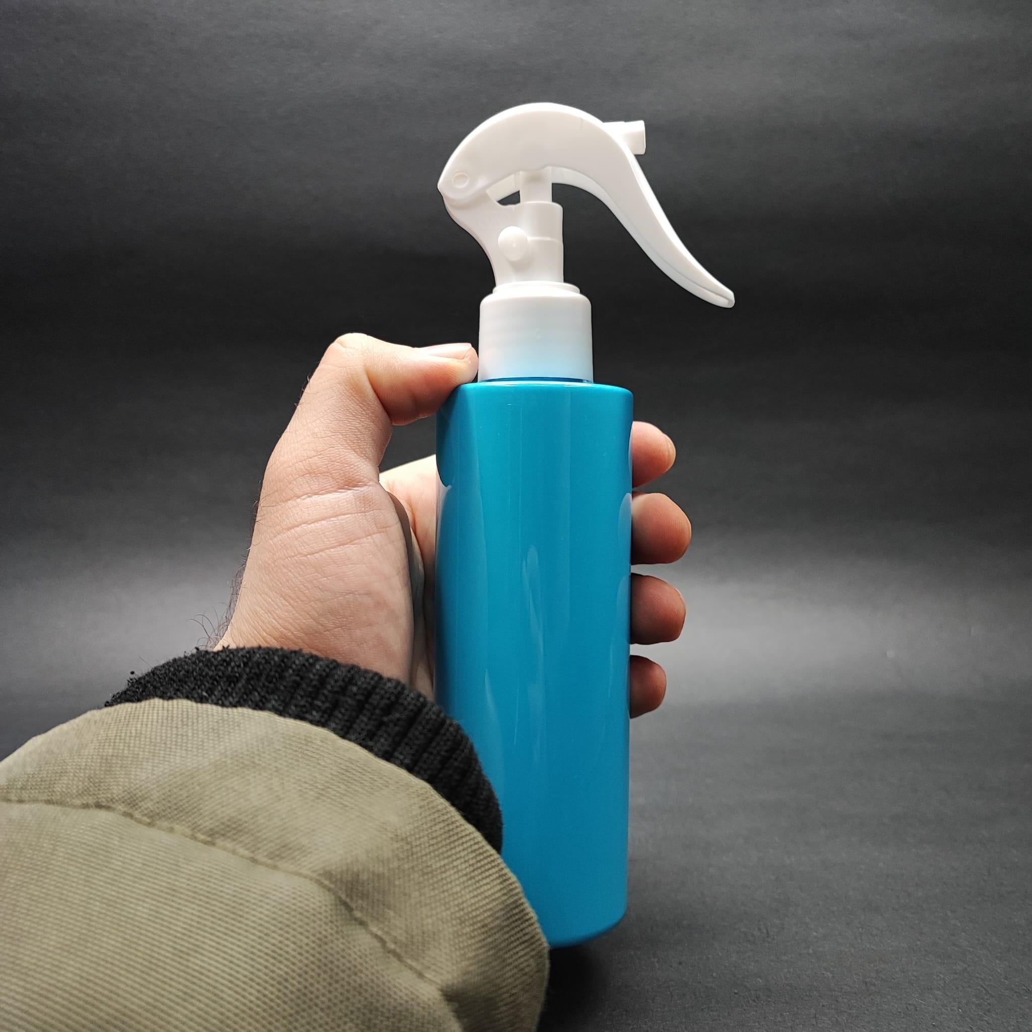 200 CC KÜT BOYUNLU UZUN SİLİNDİR PET ŞİŞE (24 GR) - BEYAZ TRİGER SPREYLİ (DUMAN PÜSKÜRTÜR) - 200 ML PLASTİK ŞİŞE - MAVİ