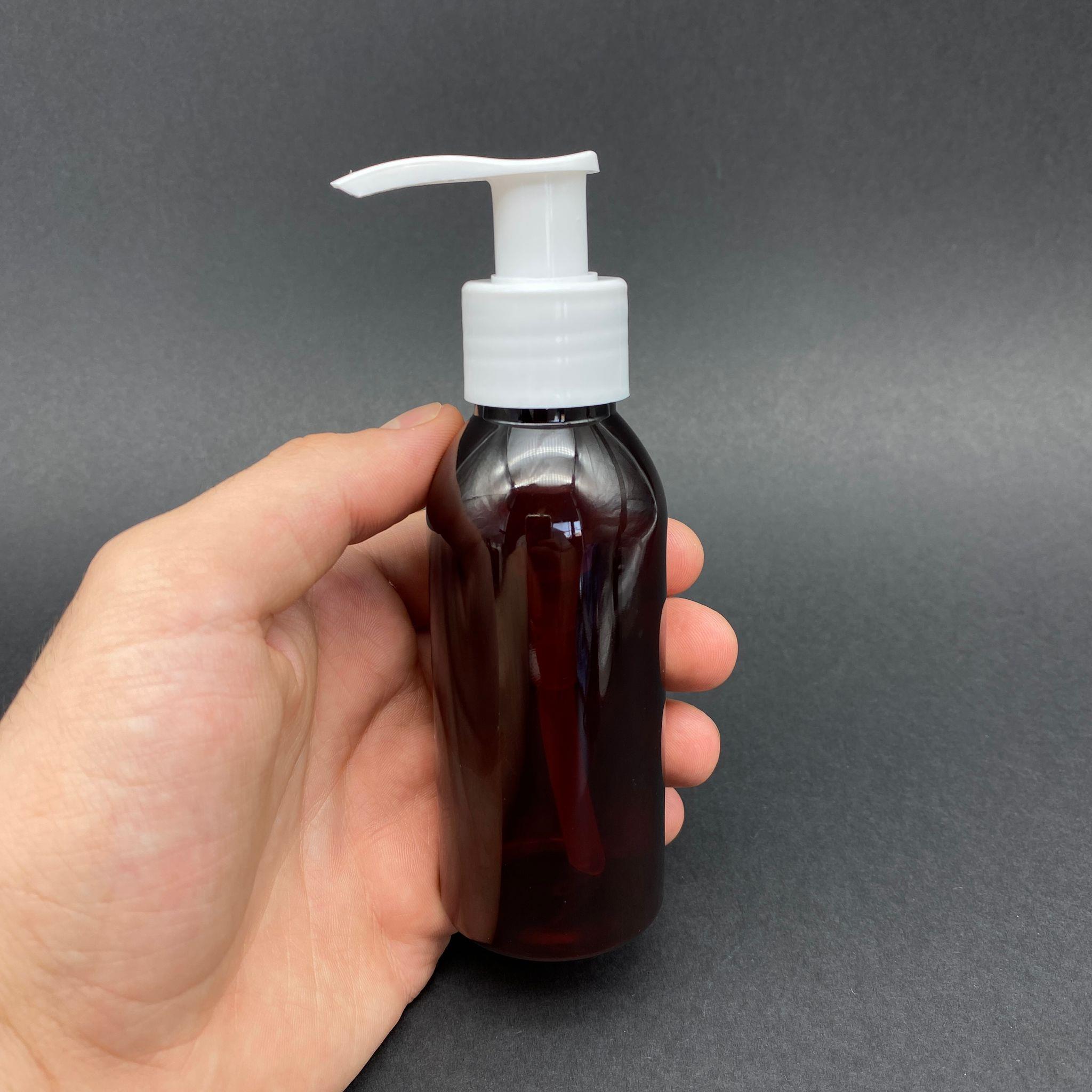 100 CC AMBER SERT PLASTİK ŞİŞE BEYAZ POMPALI TAKIM - 100 ML KAHVERENGİ POMPALI PET ŞİŞE