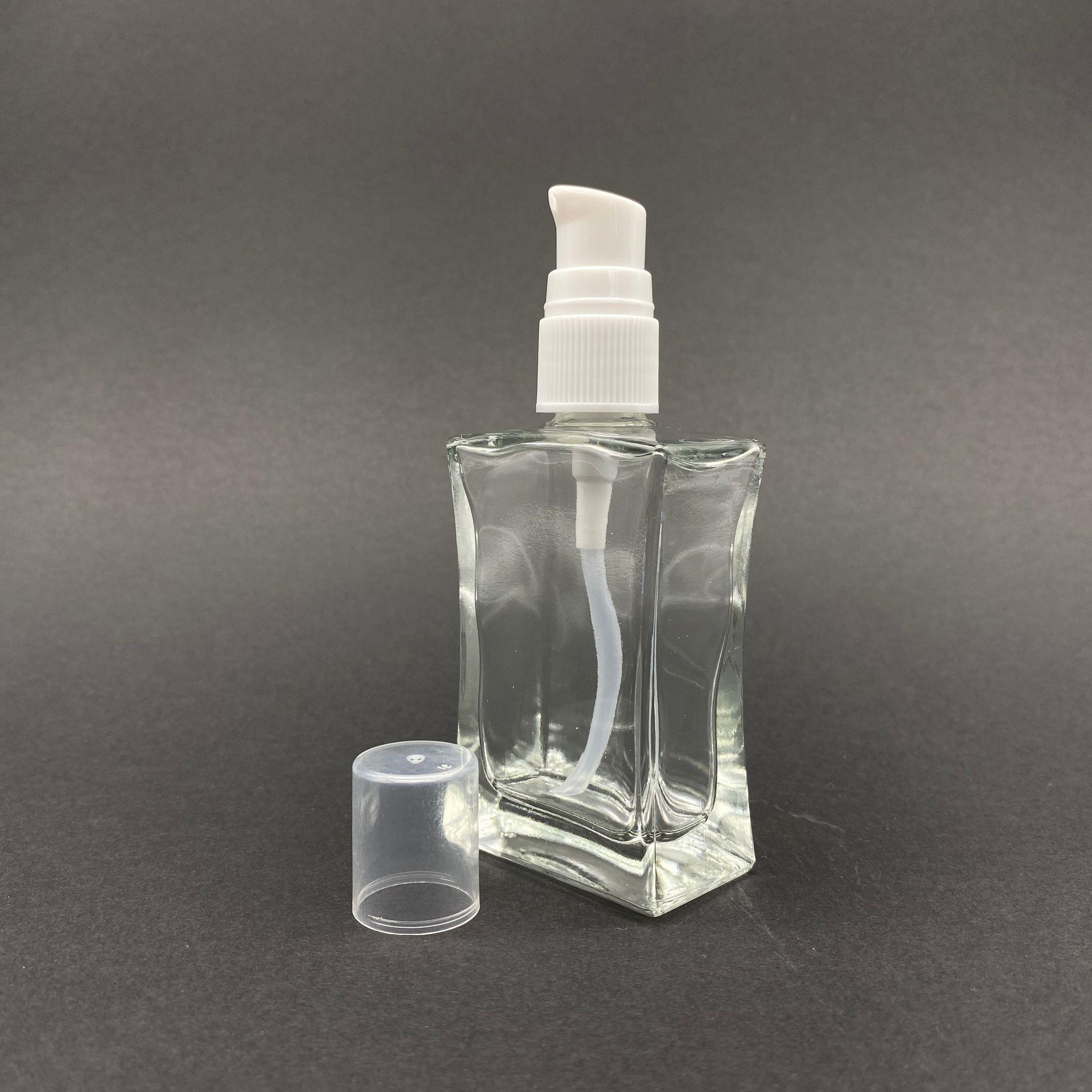50 CC KÖŞELİ CAM ŞİŞE BEYAZ LOSYON POMPALI TAKIM - 50 ML LOSYON ŞİŞESİ - 1. KALİTE İTHAL CAM