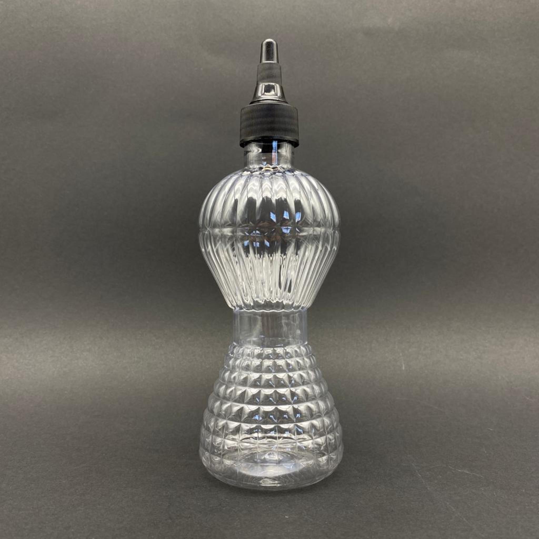 300 CC PIRLANTA MODEL PET ŞİŞE - SİYAH ASANSÖR KAPAKLI - 300 ML AKITICILI PLASTİK ŞİŞE