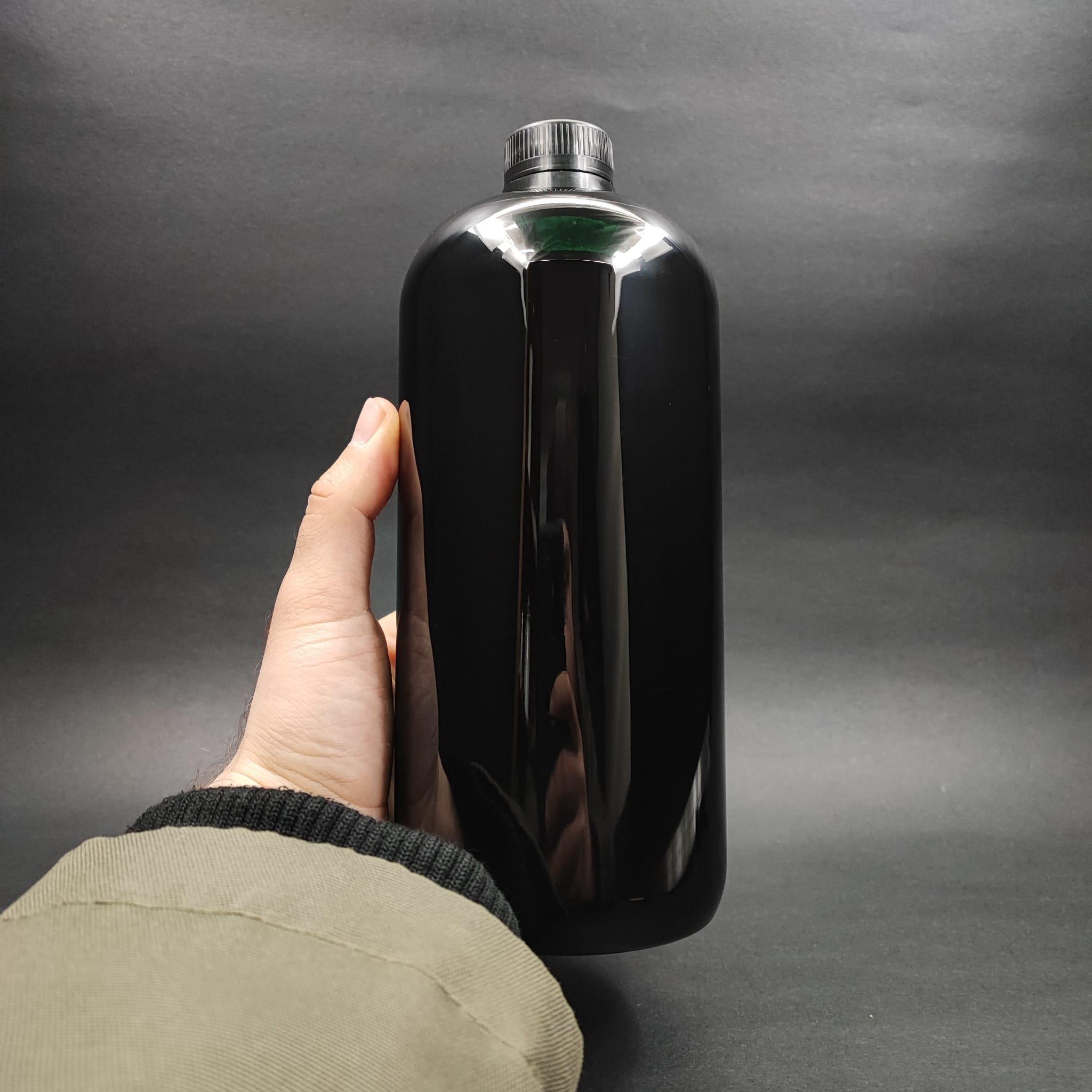 1000 CC SİYAH PLASTİK ŞİŞE - SİYAH KİLİTLİ CONTALI KAPAKLI - 1000 ML SİYAH BOŞ PET ŞİŞE