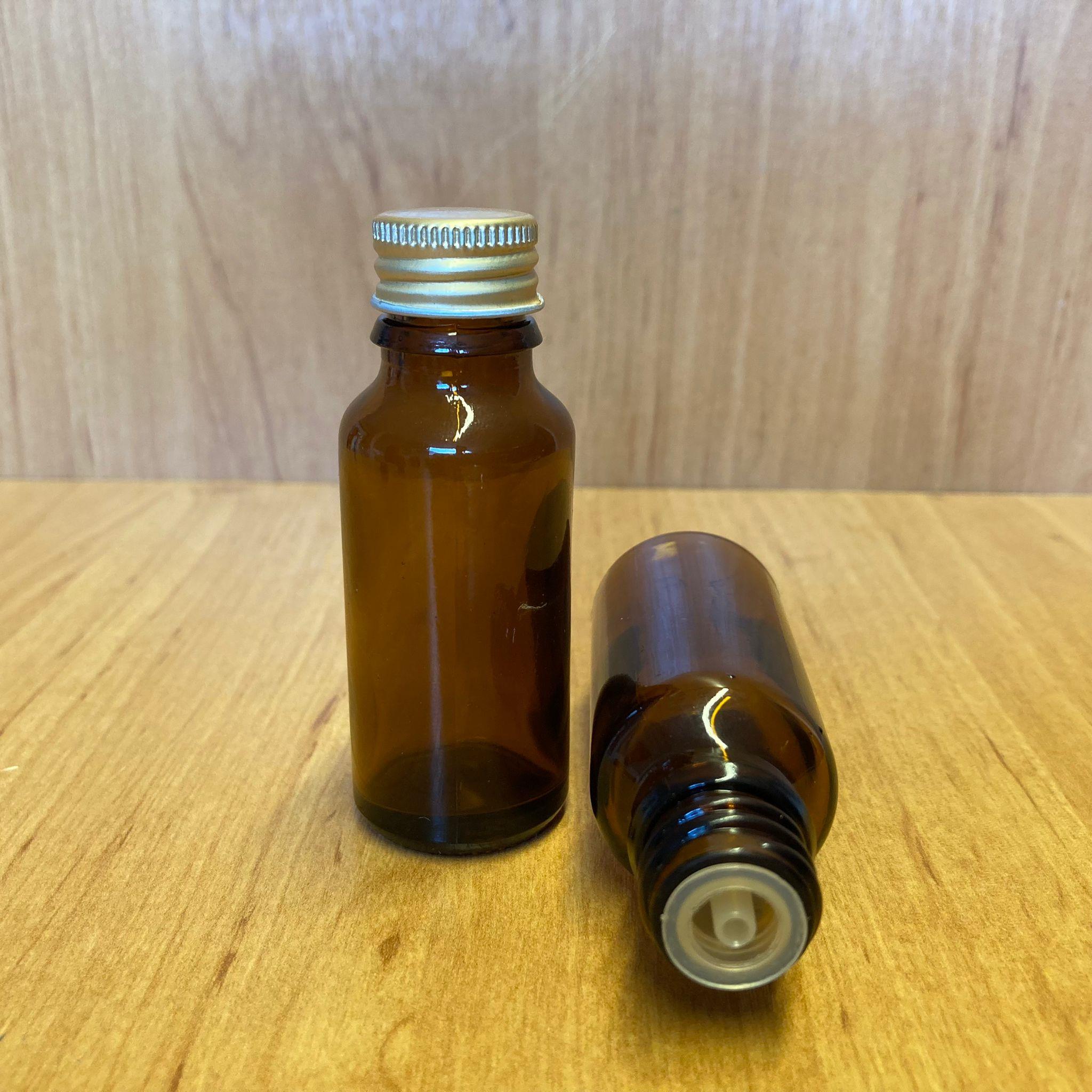 20 CC AMBER İÇTEN DAMLALIKLI - GOLD METAL KAPAKLI CAM ŞİŞE - 20 ML KOLONYA TIPALI CAM ŞİŞE