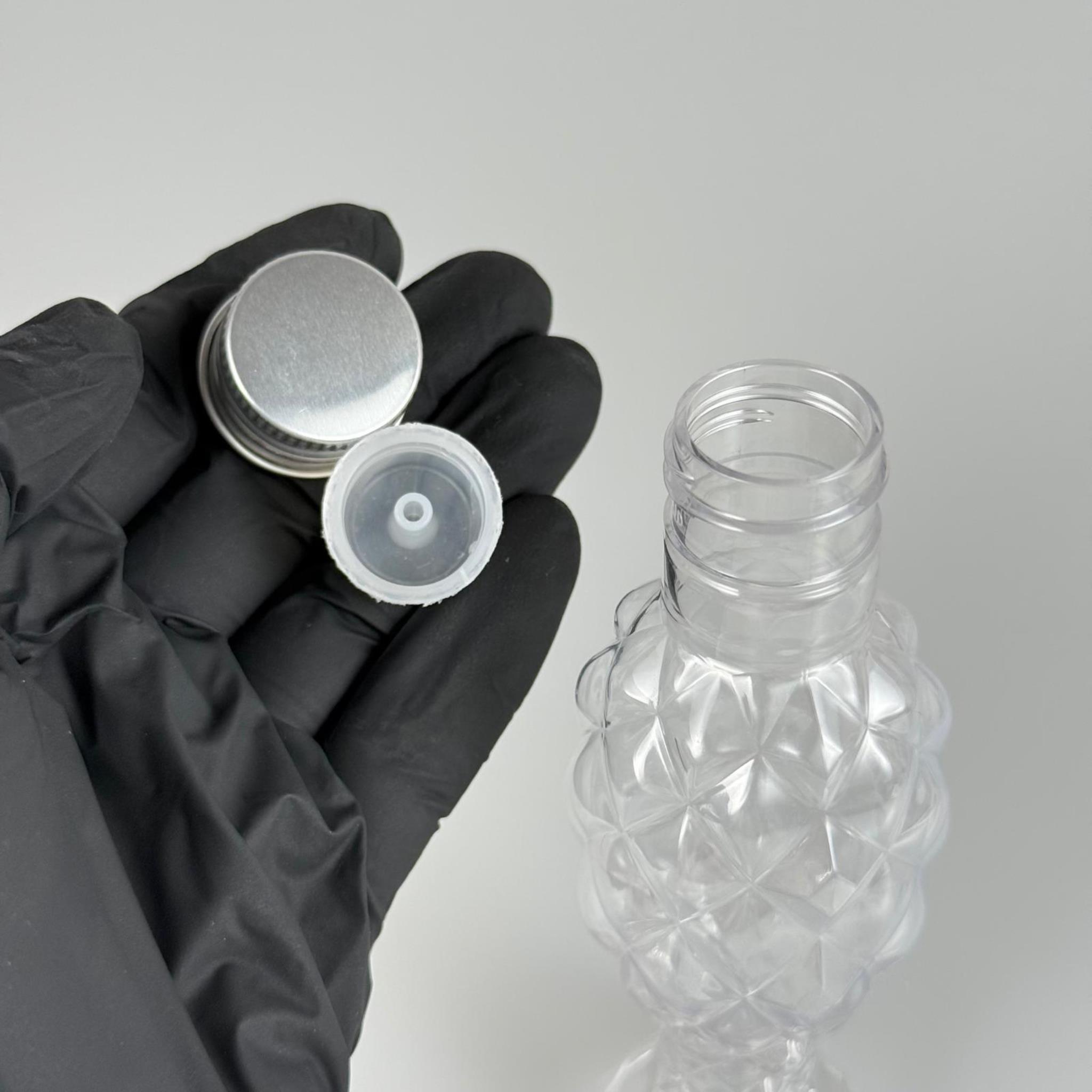 100 CC CAMPET BALIKSIRTI PET KOLONYA ŞİŞESİ (24 AĞIZ) + KÖPÜK CONTALI GÜMÜŞ METAL ALÜMİNYUM KAPAK + KOLONYA TIPALI TAKIM - 100 ML KAPAKLI CAMPET PALSTİK ŞİŞELER