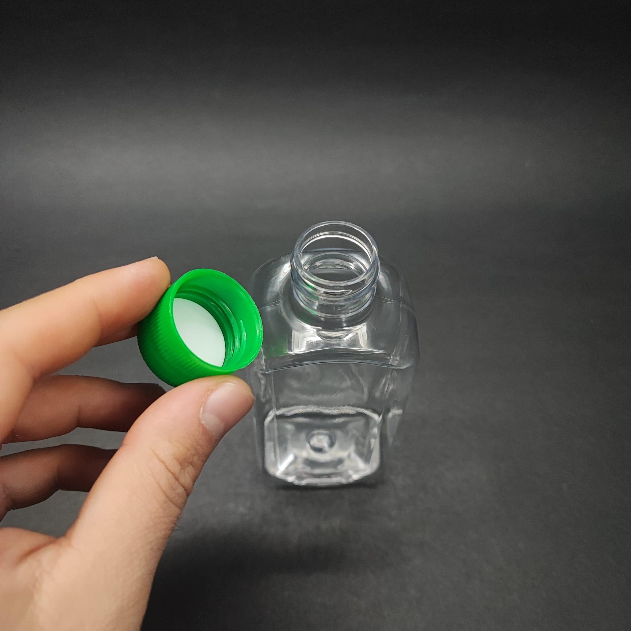 140 CC YASSI PET ŞİŞE - CONTALI YEŞİL KAPAKLI - 140 ML KAPAKLI PLASTİK ŞİŞE