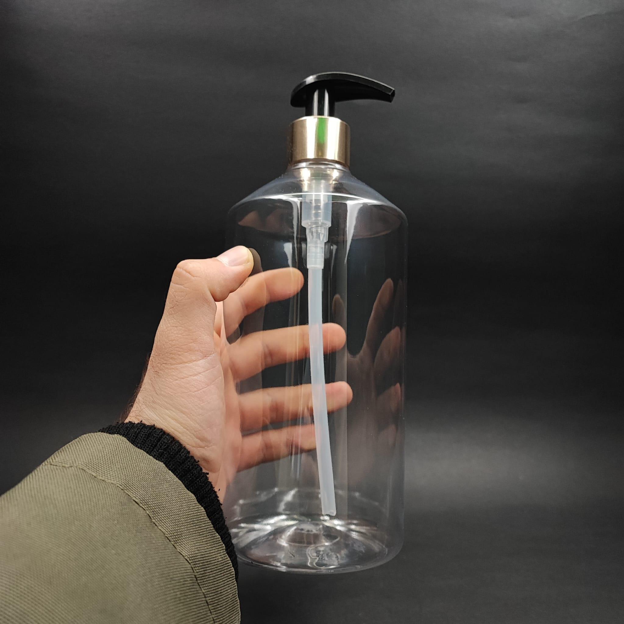 950 CC DÜZ MODEL PET ŞİŞE KÜT BOYUNLU  GOLD POMPALI - 950 ML POMPALI PET ŞİŞE