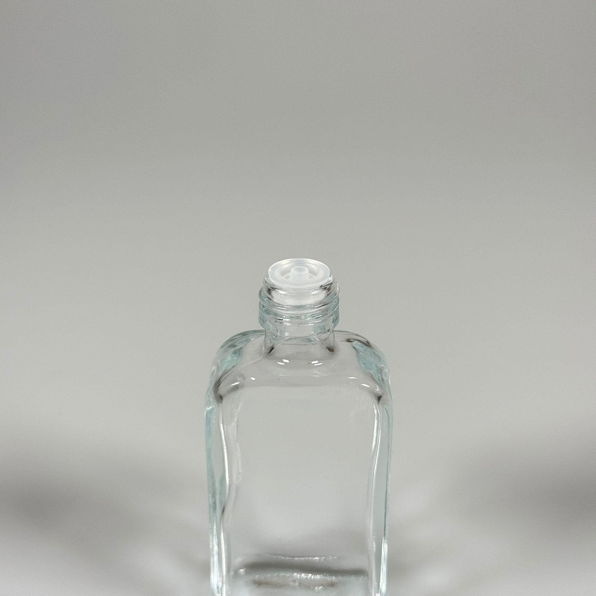 40 CC YASSI DİKDÖRTGEN CAM ŞİŞE - KRİSTAL KAPAKLI KOLONYA TIPALI - 40 ML PRESTİJLİ ŞİŞE