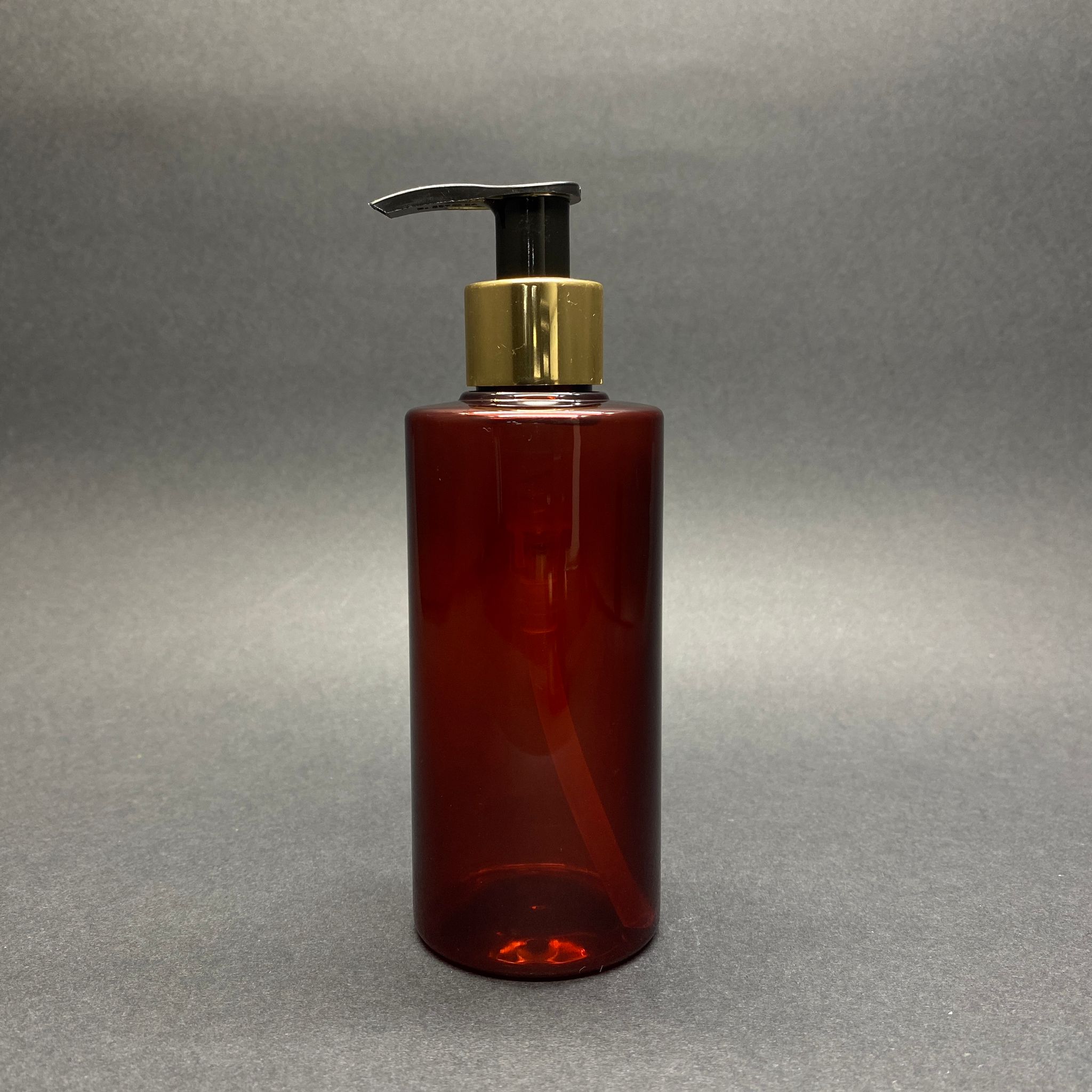200 CC SİLİNDİR KESKİN KÜT MODEL SERT (25 GR) PET ŞİŞE - GOLD SABUN POMPALI - AĞIZ ÇAPI 24 MM - AMBER