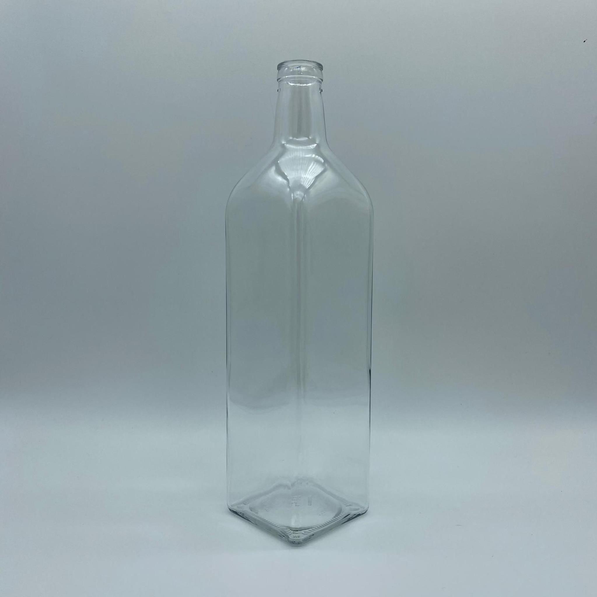 1000 CC ŞEFFAF CAM KÖŞELİ MARASKA ŞİŞE KAPAKSIZ (ÇAKMA 28 AĞIZ)  - 1 LİTRE KÖŞELİ CAM ŞİŞE - 1000 ML MARASKA ŞİŞE