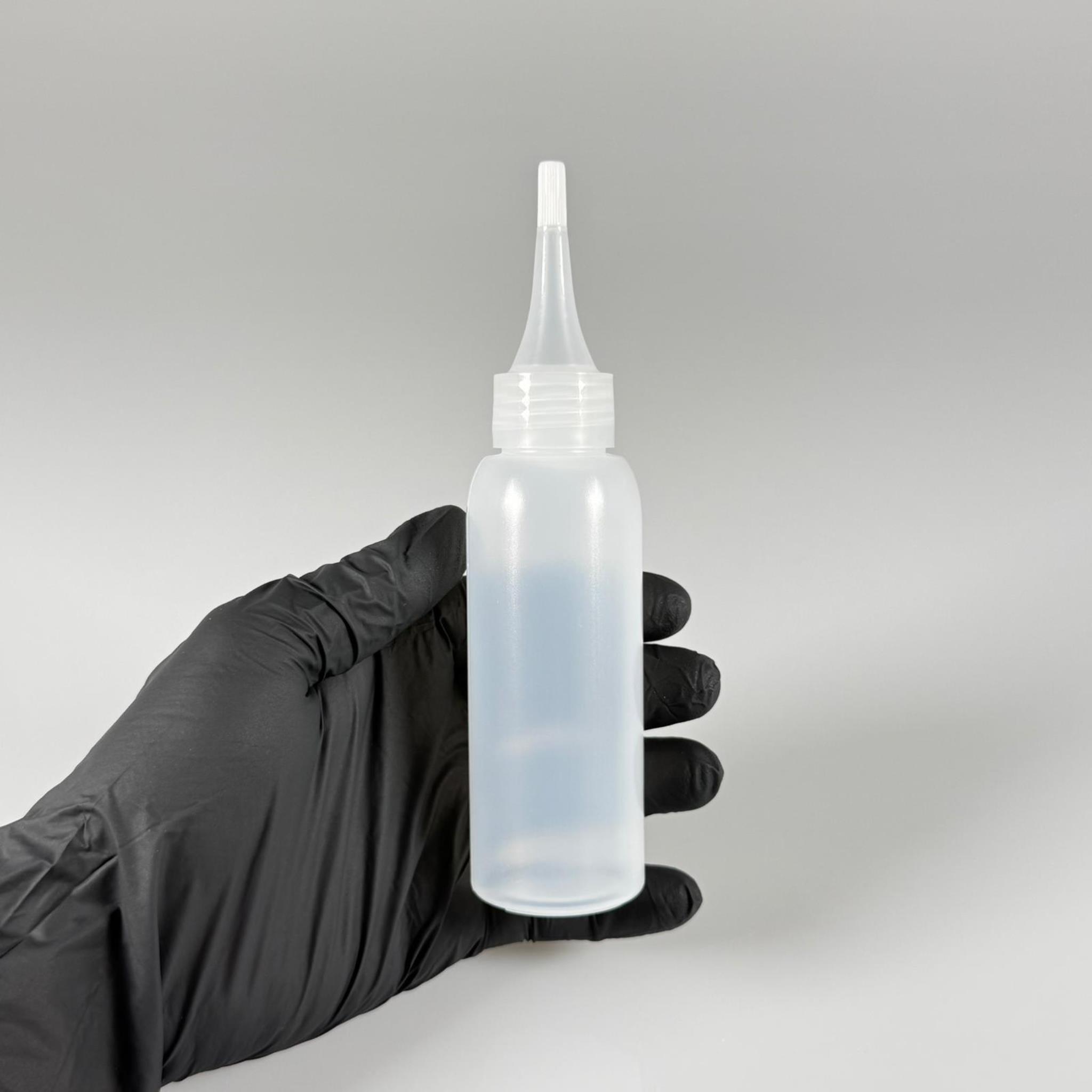 100 ML SIKILABİLİR YUMUŞAK PE POLİETİLEN PLASTİK ŞİŞE - ŞEFFAF AKITICI SİVRİ KARTUŞ KAPAKLI - 100 cc sos, yağ, kartuş, mürekkep vb için boş şişeler
