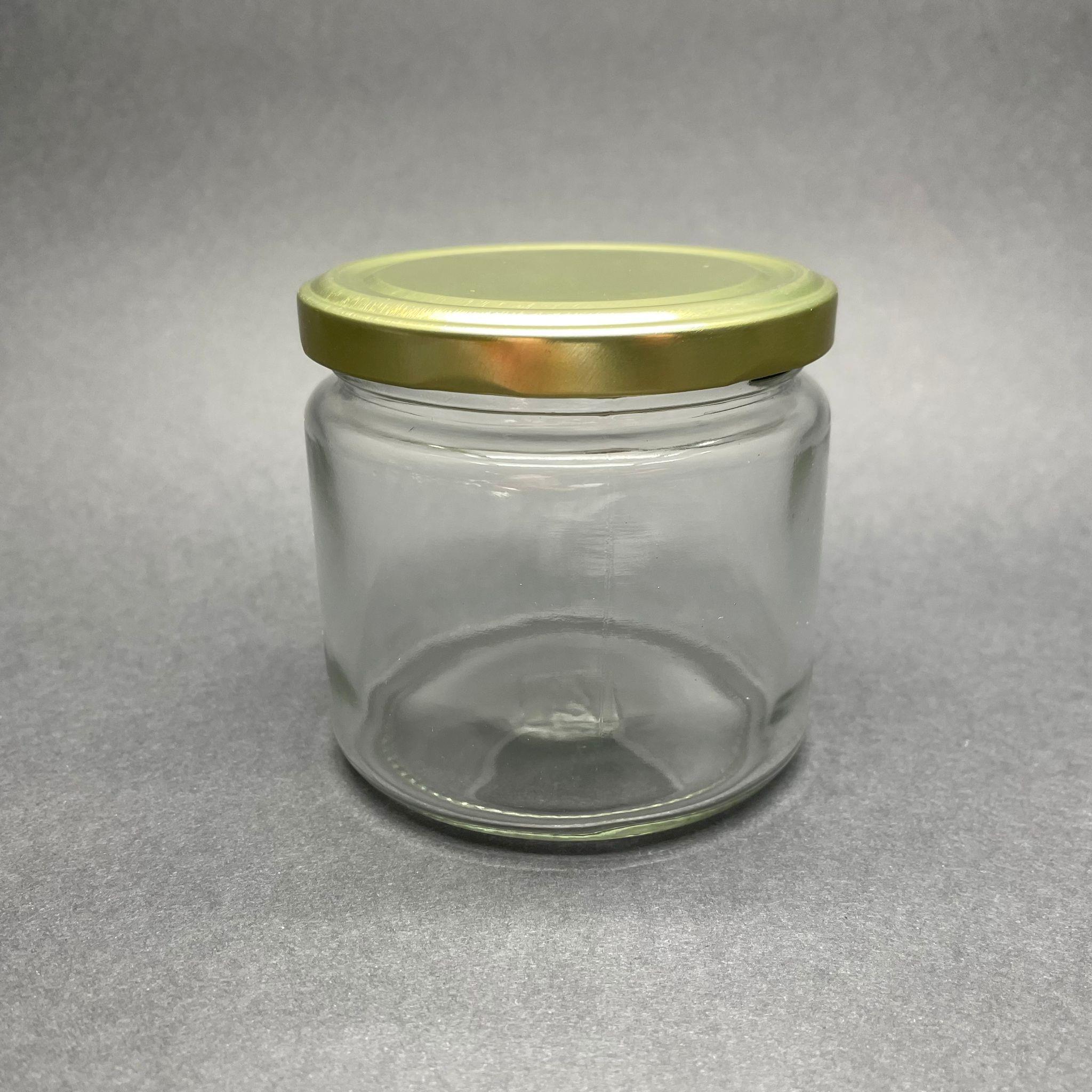 370 CC GENİŞ AĞIZLI CAM KAVANOZ - GOLD KAPAKLI - 370 ML CAM KAVANOZ