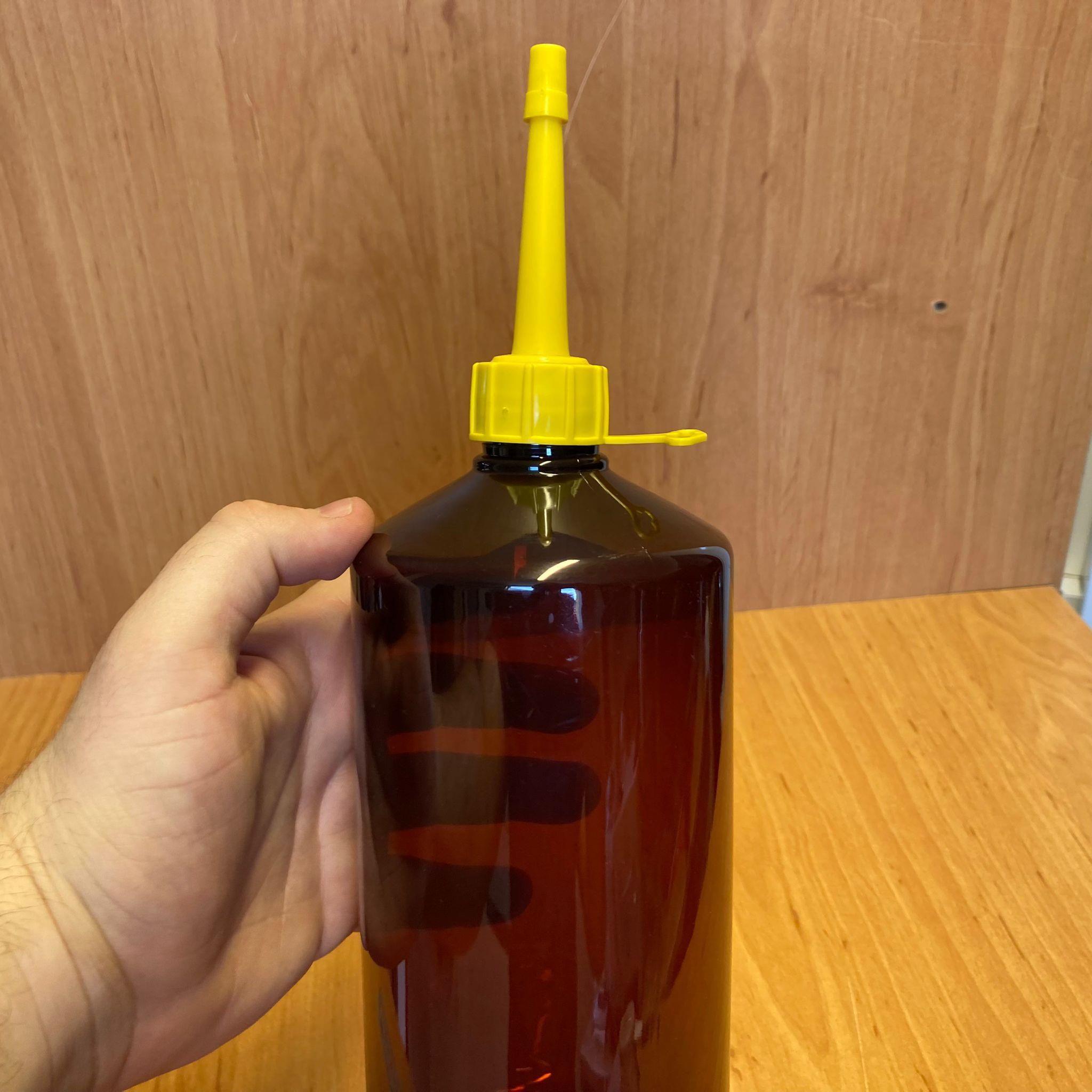 1000 CC AMBER PLASTİK ŞİŞE - SARI AKITICILI KAPAKLI - 1000 ML KAHVERENGİ BOŞ PLASTİK ŞİŞE - KALIN (45 GR)