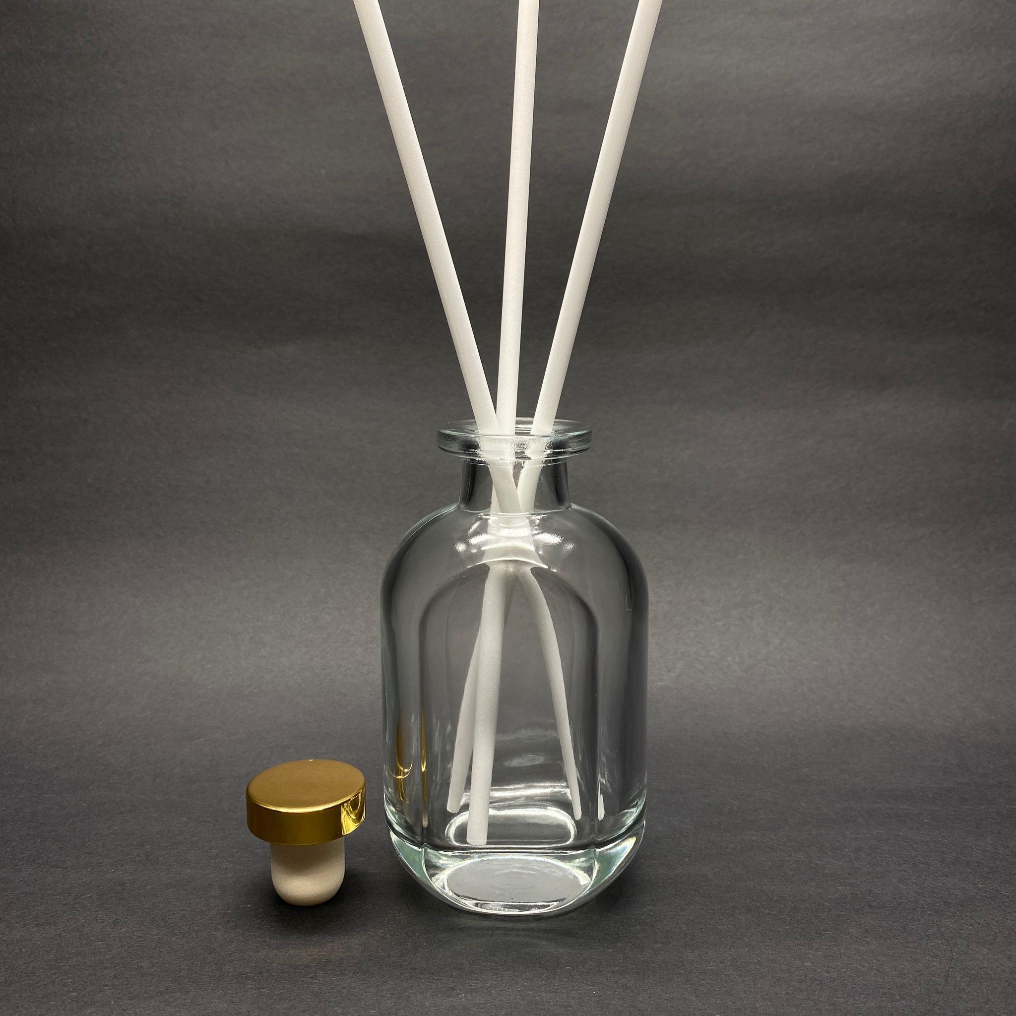 150 CC CAM BAMBU ODA KOKUSU ŞİŞESİ - 150 ML DİFFUSER CAM ŞİŞE + GOLD MANTAR TIPA + 3 ADET 21 CM BEYAZ BAMBU ÇUBUK