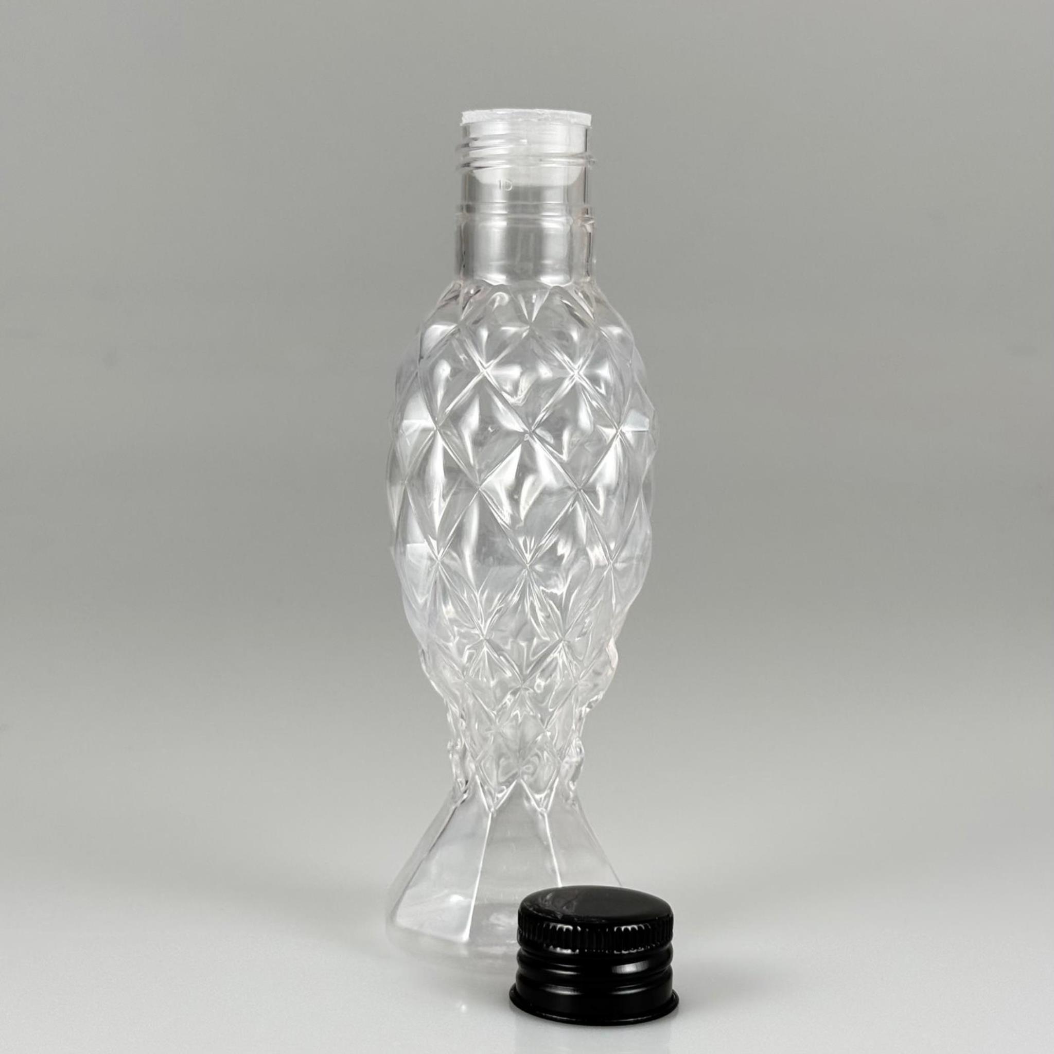 100 CC CAMPET BALIKSIRTI PET KOLONYA ŞİŞESİ (24 AĞIZ) + KÖPÜK CONTALI SİYAH METAL ALÜMİNYUM KAPAK + KOLONYA TIPALI TAKIM - 100 ML KAPAKLI CAMPET PALSTİK ŞİŞELER