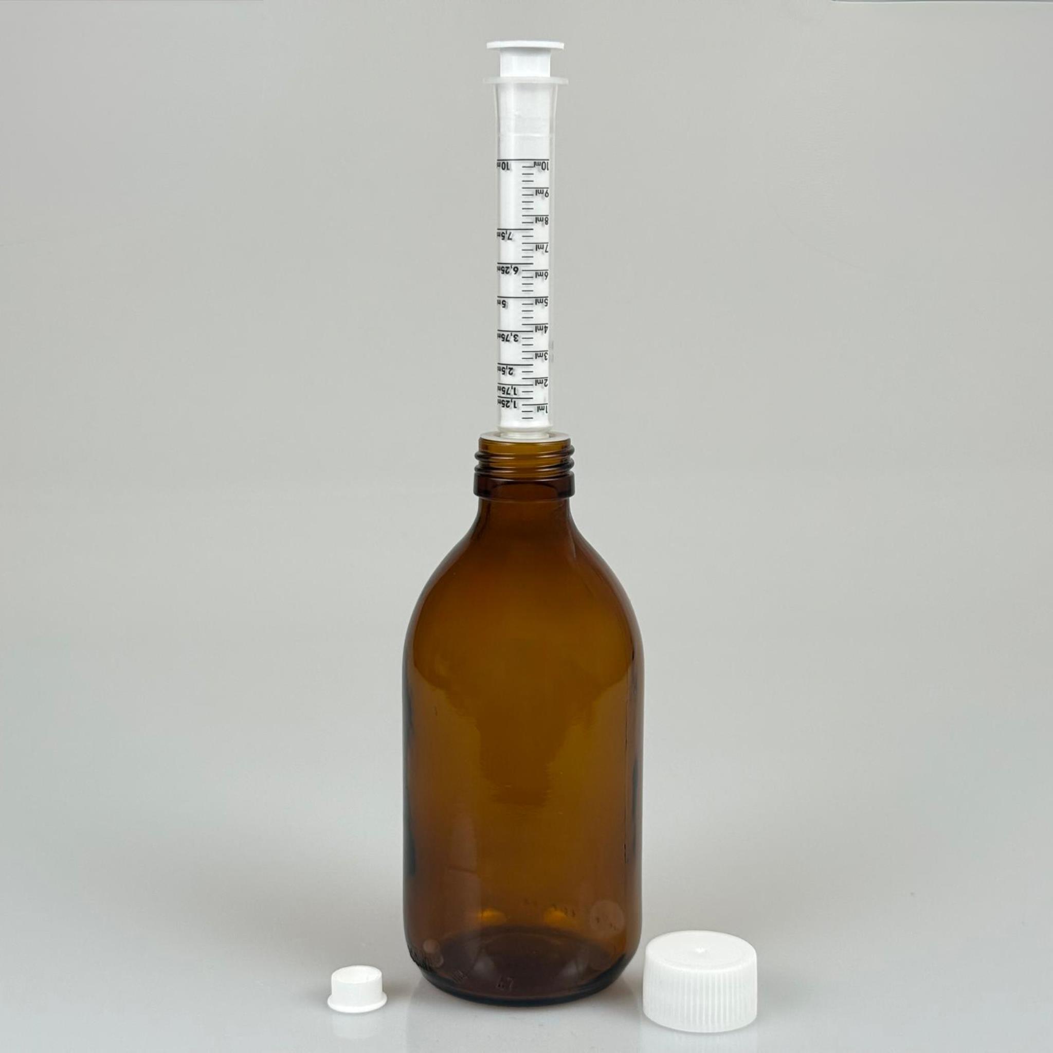 300 ML CAM ECZA ŞİŞESİ + 10 ML DOZAJ PİPETİ + DOZAJ TIPASI + CONTALI PLASTİK KAPAK TAKIM