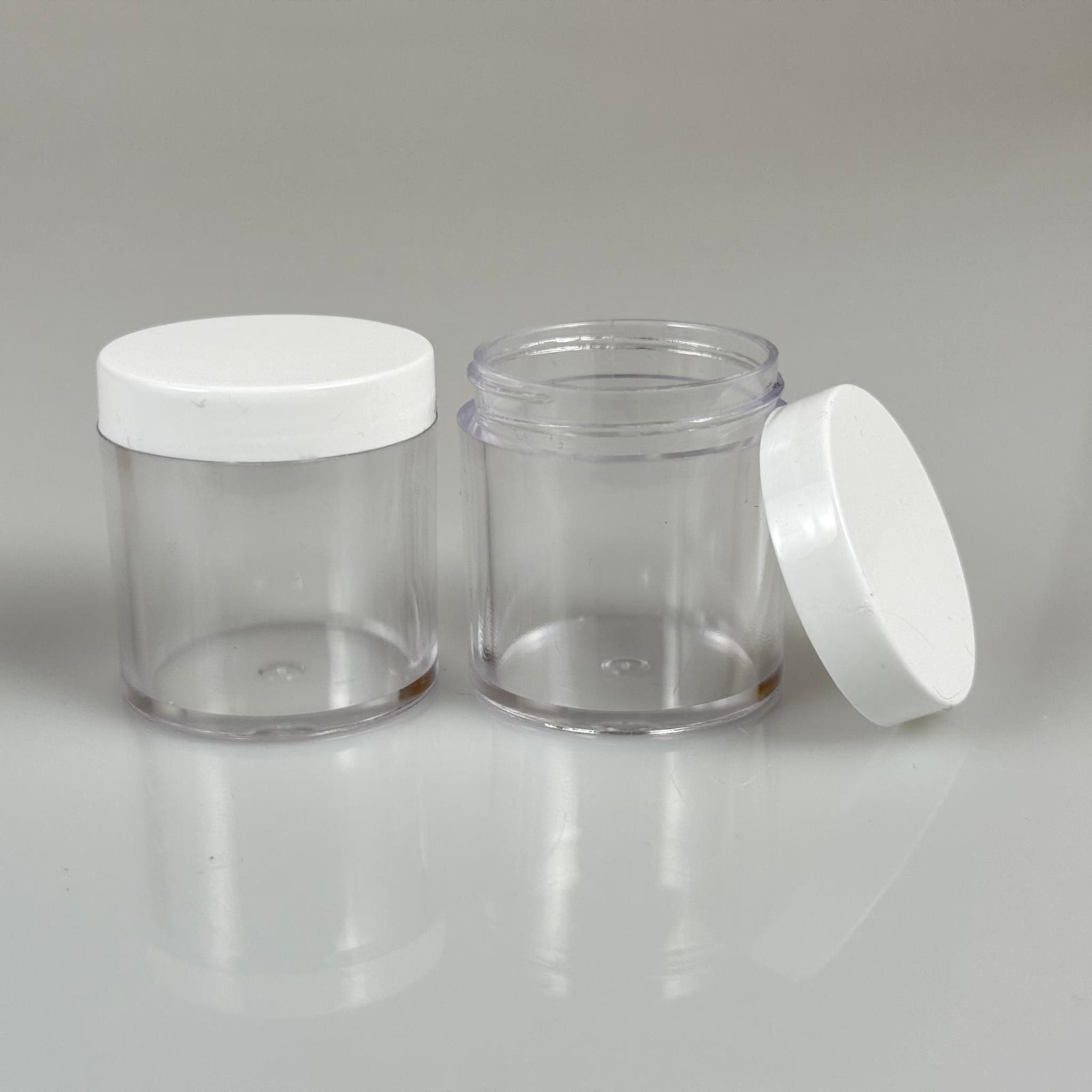 30 CC KRİSTAL KAVANOZ - BEYAZ PLASTİK KAPAKLI  - 30 ML KREM KAVANOZ KALIN ŞEFFAF PLASTİK MİKA AKRİLİK