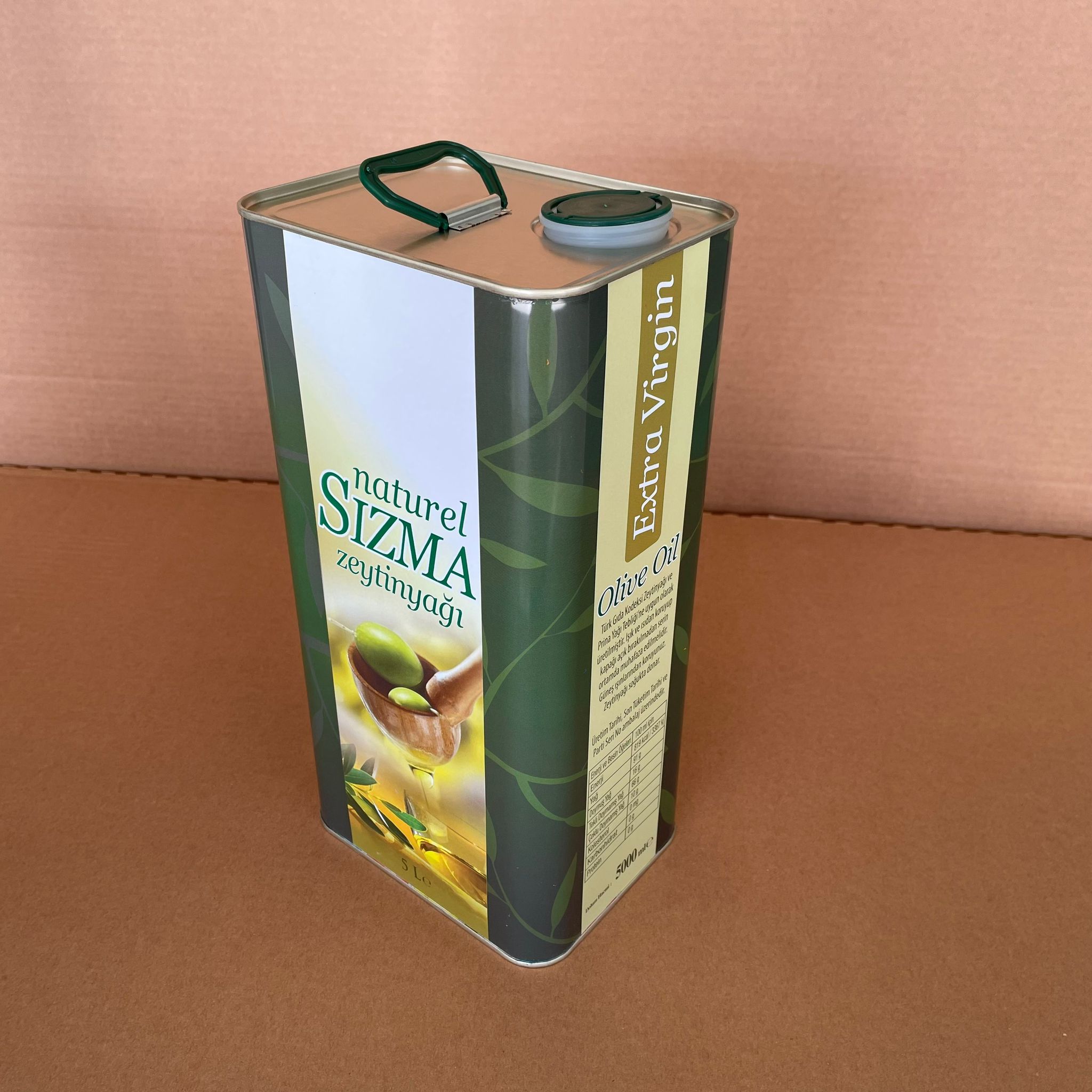 5 LT YAĞ TENEKESİ - BASKILI - 5000 CC ZEYTİNYAĞ TENEKESİ - KAPAKLI