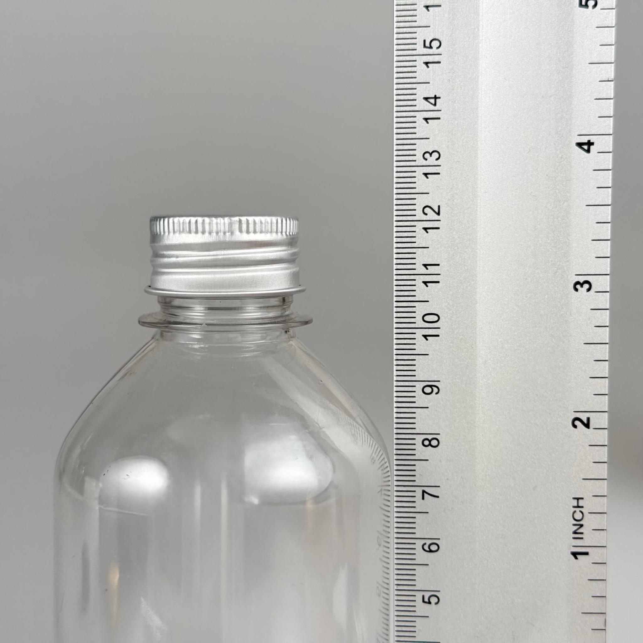 250 CC TOMBUL MODEL ŞEFFAF PET ŞİŞE + GÜMÜŞ ALÜMİNYUM METAL KAPAKLI - 250 ML OVAL BOYUNLU PLASTİK ŞİŞE