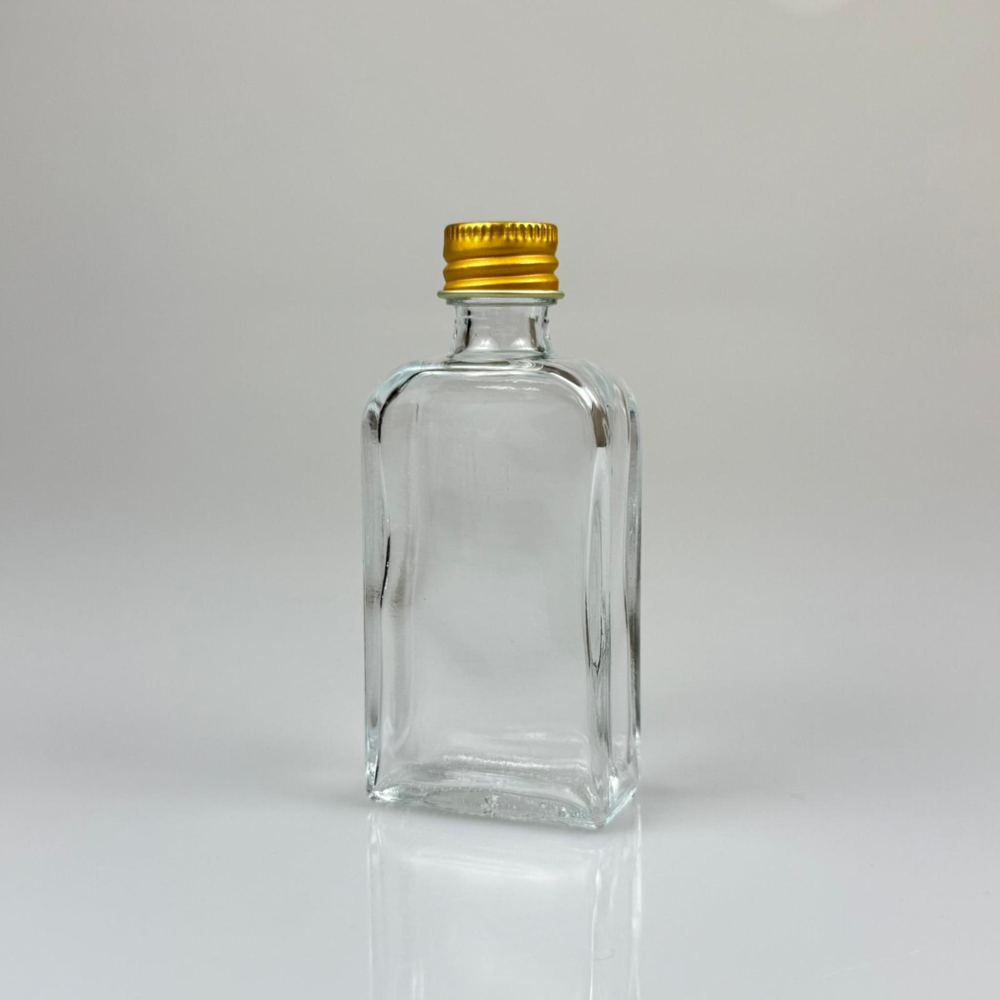 40 CC YASSI DİKDÖRTGEN CAM ŞİŞE - GOLD METAL KAPAKLI - 40 ML PRESTİJLİ ŞİŞE