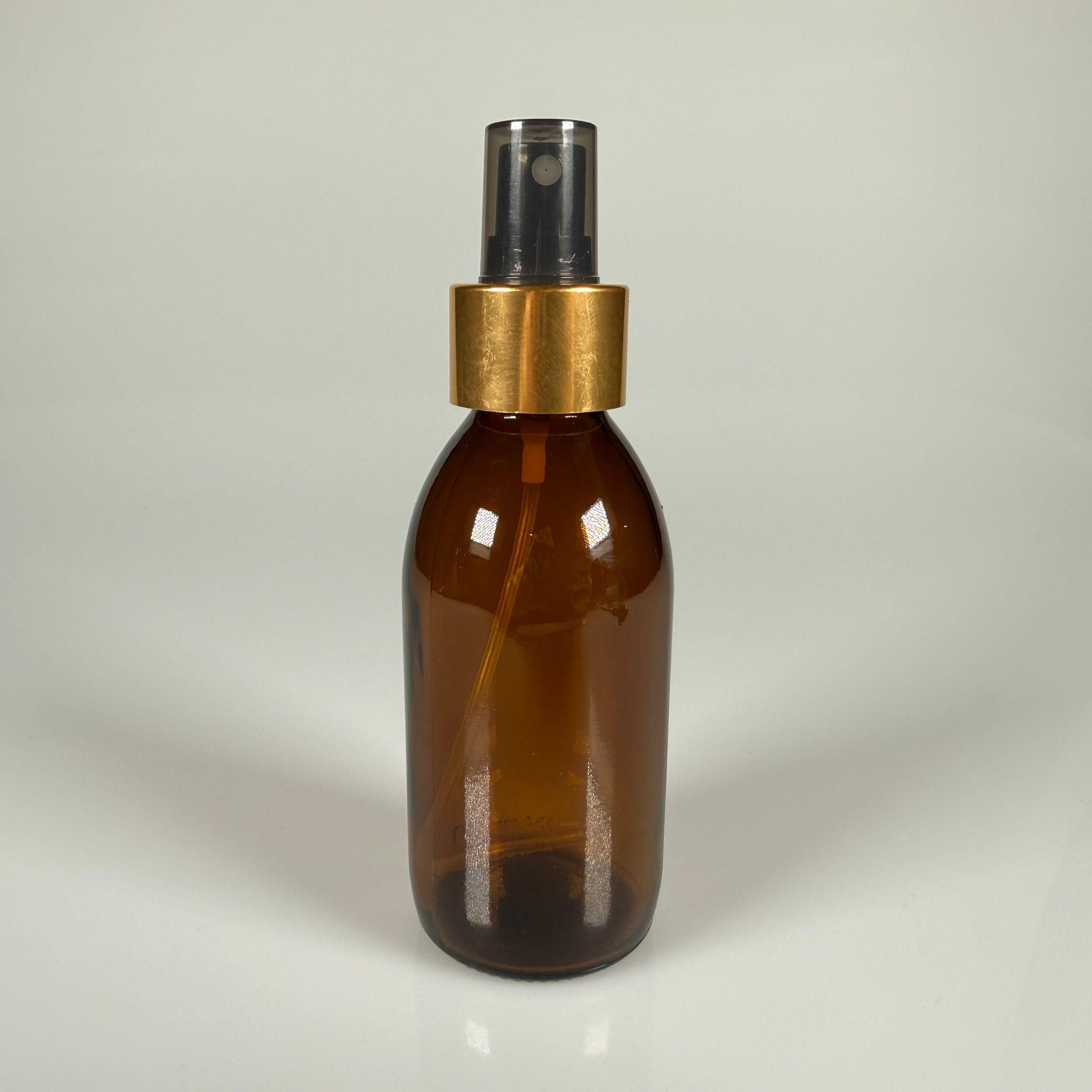 150 CC AMBER GOLD SPREY BAŞLIKLI CAM ŞİŞE - 150 ML KAHVERENGİ FISFIS KAPAKLI ŞİŞE