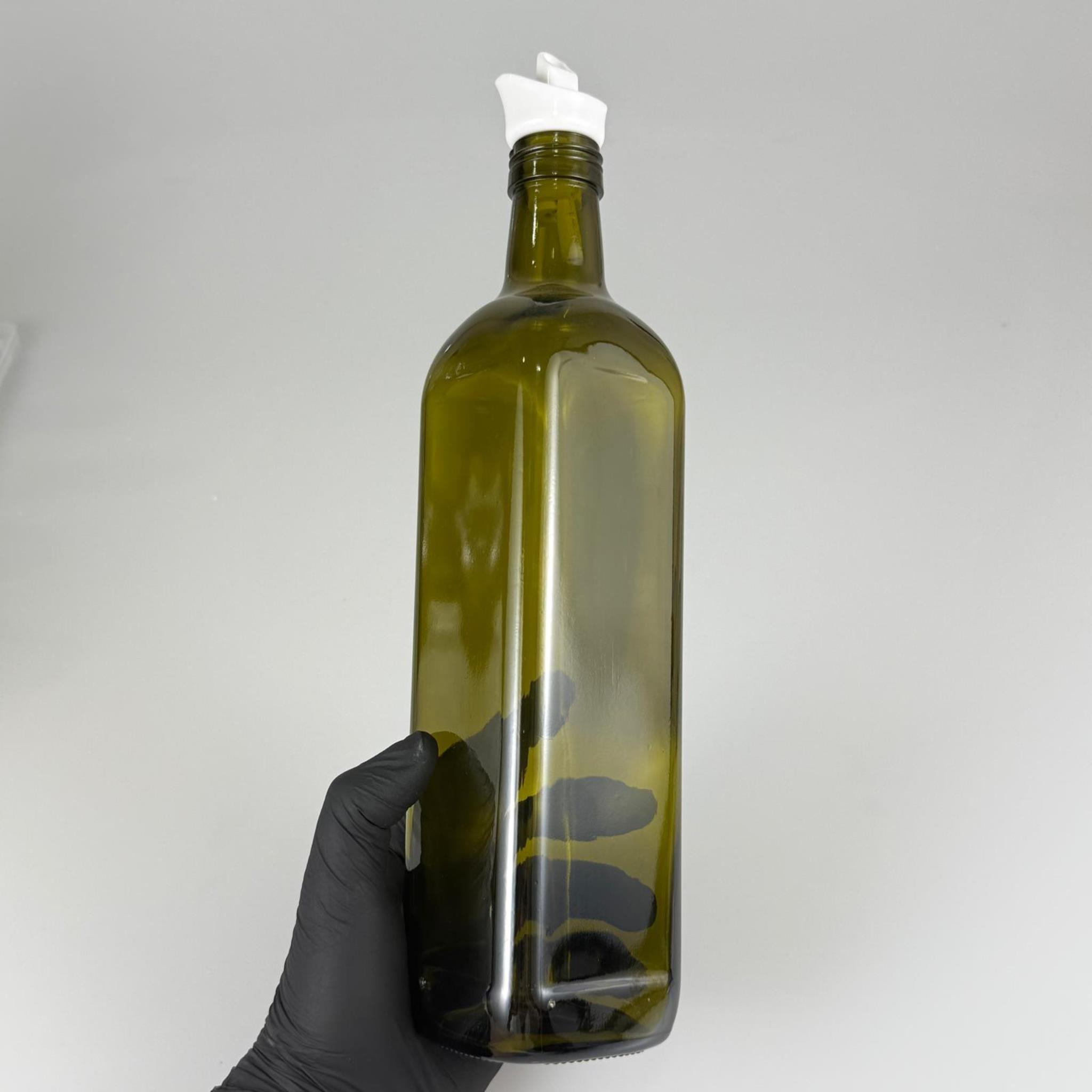 Akıtmaz Kapaklı Şık Cam Yağlık – Zeytinyağı ve Sirke İçin - Restoran Tipi 750 ML Yeşil Maraska Kare Yağdanlık Beyaz Akıtıcı Başlıklı