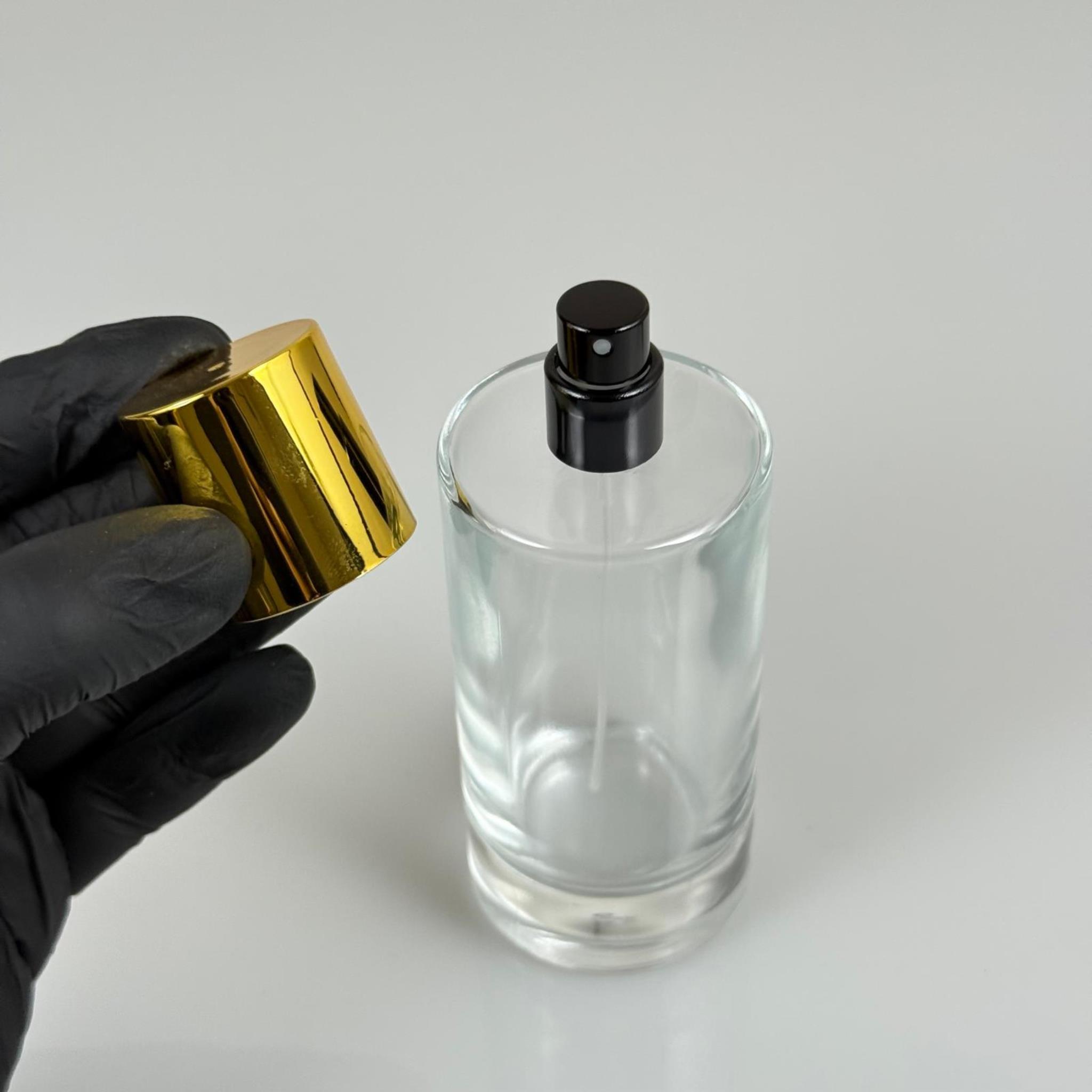 100 ML SİLİNDİR MODEL SAVAGE PARFÜM ŞİŞESİ - SİYAH METAL SPREYLİ + GOLD GENİŞ KAPAKLI (AĞIZ 15 MM GEÇME KOLAY KAPAMA)
