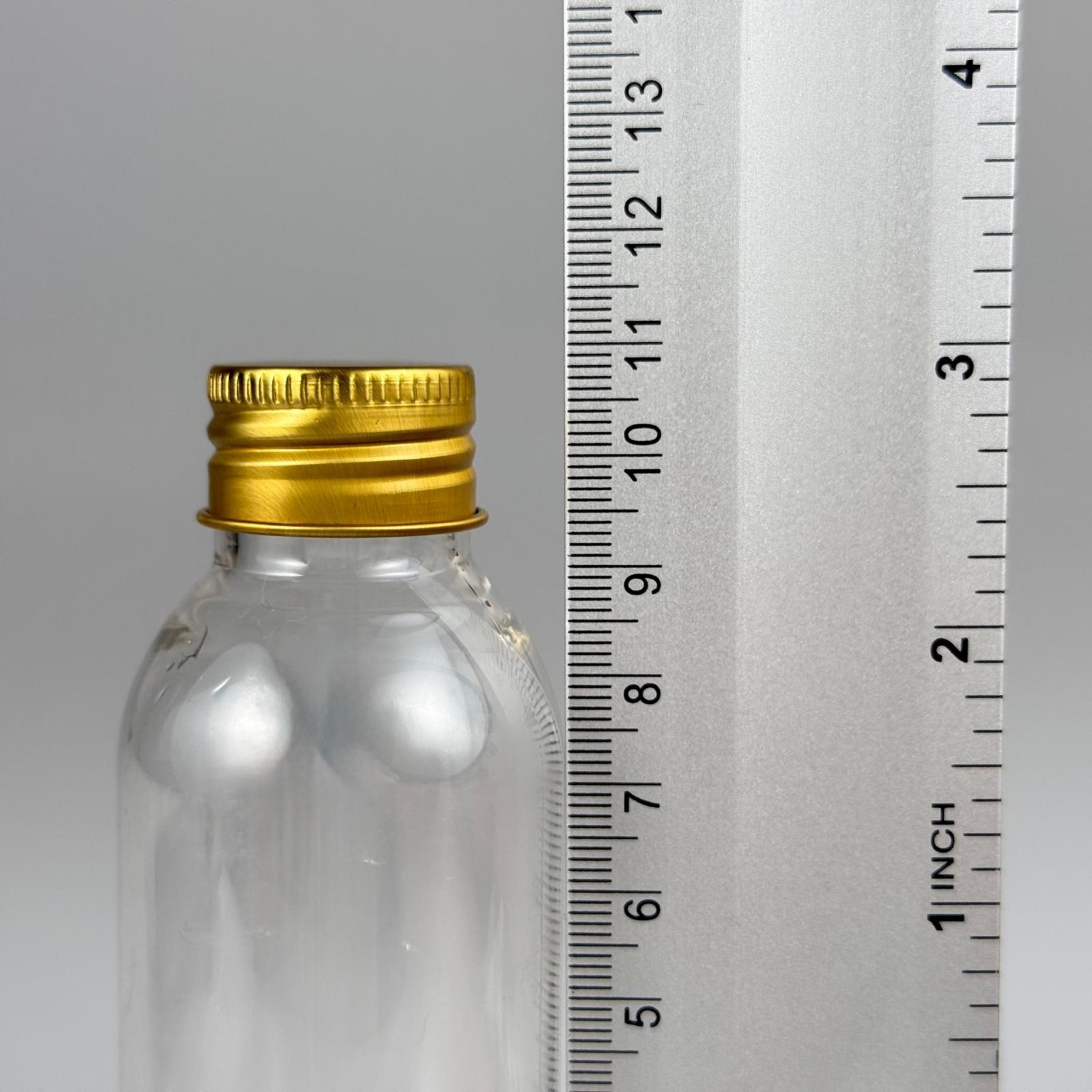 100 CC SİLİNDİR OVAL MODEL ŞEFFAF SERT PET ŞİŞE (24 AĞIZ) + KÖPÜK CONTALI GOLD METAL ALÜMİNYUM KAPAK TAKIM - 100 ML KAPAKLI KALIN PLASTİK ŞEFFAF ŞİŞELER