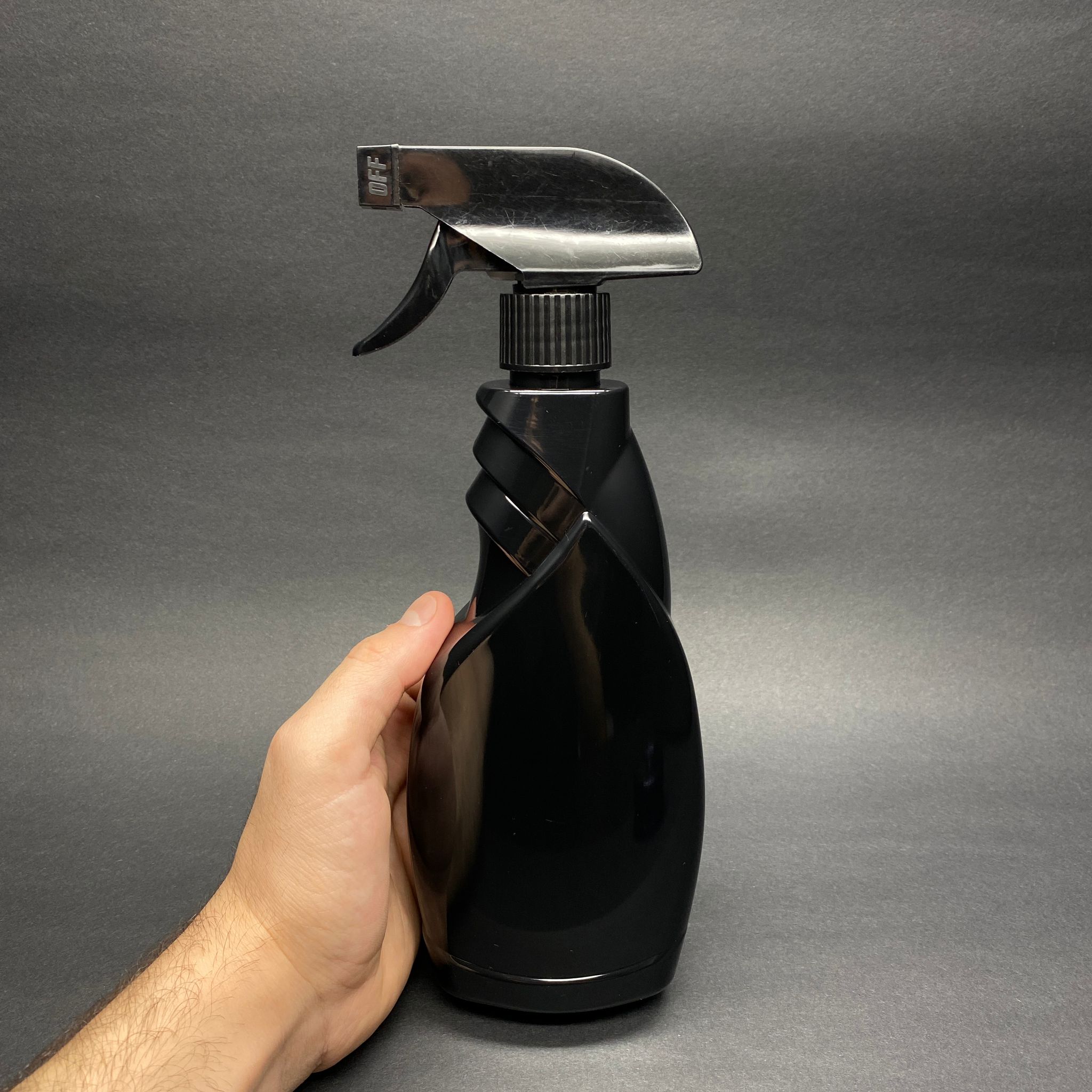 450 CC SİYAH  YASSI PET ŞİŞE - SİYAH TRİGER SPREYLİ TETİK SPREYLİ  - 450 ML BOŞ CAM SİL ŞİŞESİ - YASSI CAMSİL ŞİŞESİ