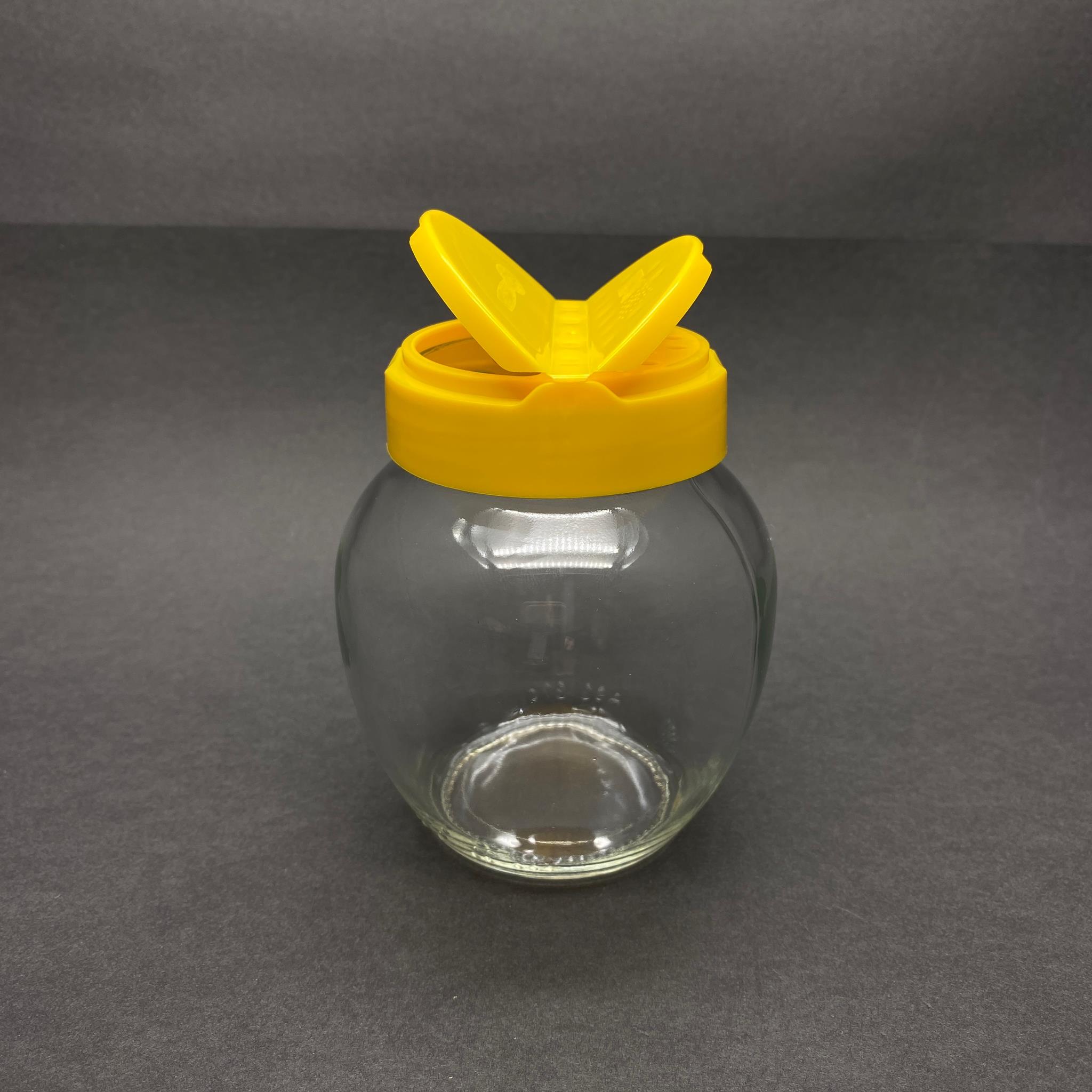 370 CC YUMURTA CAM BAHARATLIK KAVANOZ - 370 ML OVAL BAHARAT KAVANOZU - SARI AÇILIR KAPANIR KAPAKLI