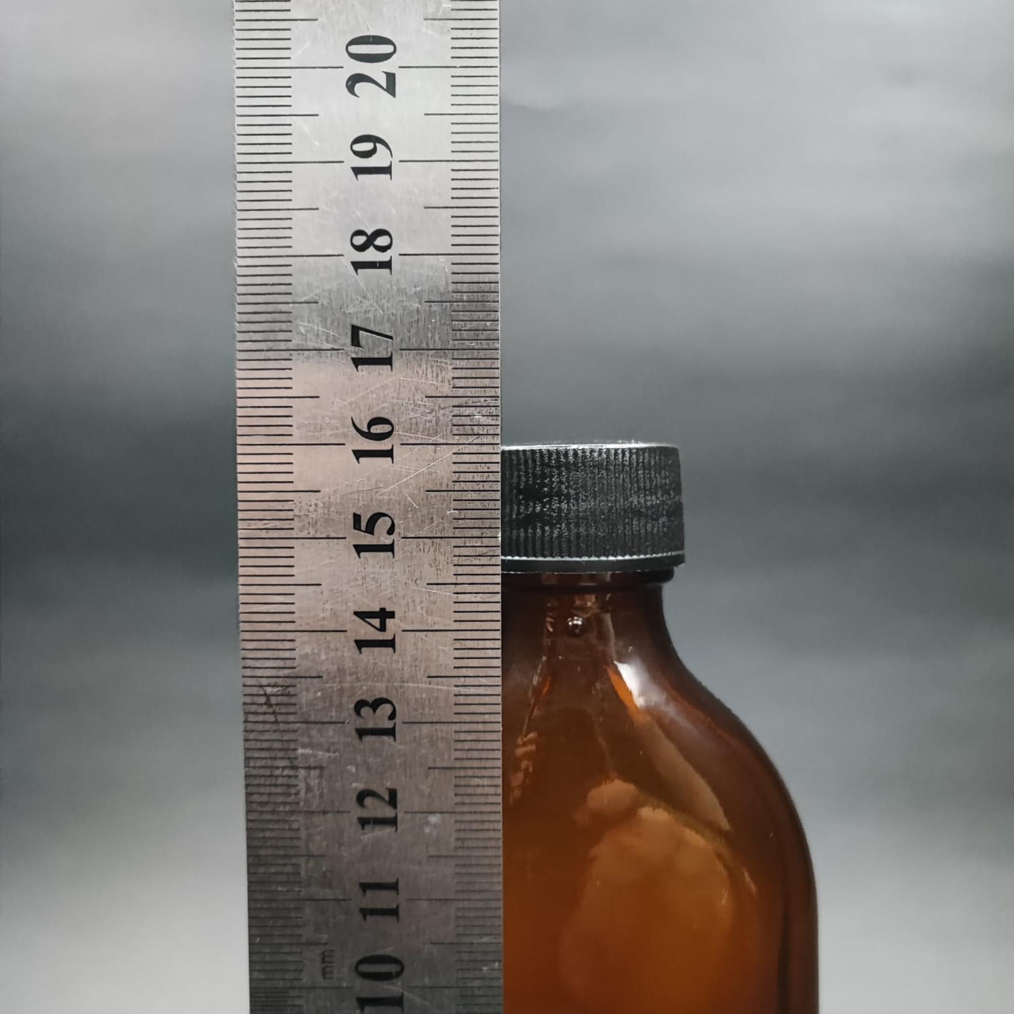 150 ML DOLUMU KOLAY, GENİŞ AĞIZLI İÇTEN DAMLALIKLI YASSI ŞİŞE (25 MM AĞIZ)  - 150 CC SİYAH CONTALI KAPAKLI İÇTEN DAMLALIKLI CAM ECZA ŞİŞESİ - AMBER KAHVERENGİ