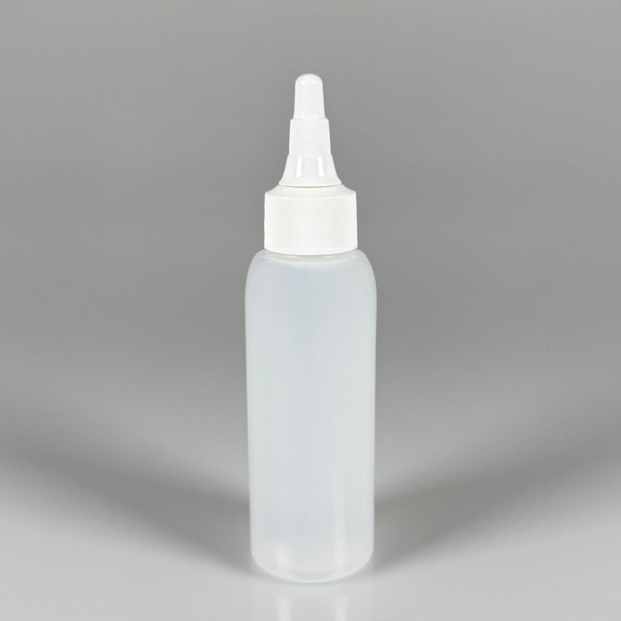 100 ML SIKILABİLİR YUMUŞAK PE POLİETİLEN PLASTİK ŞİŞE - BEYAZ ASANSÖR SİVRİ KARTUŞ KAPAKLI - 100 cc sos, yağ, kartuş, mürekkep vb için boş şişeler