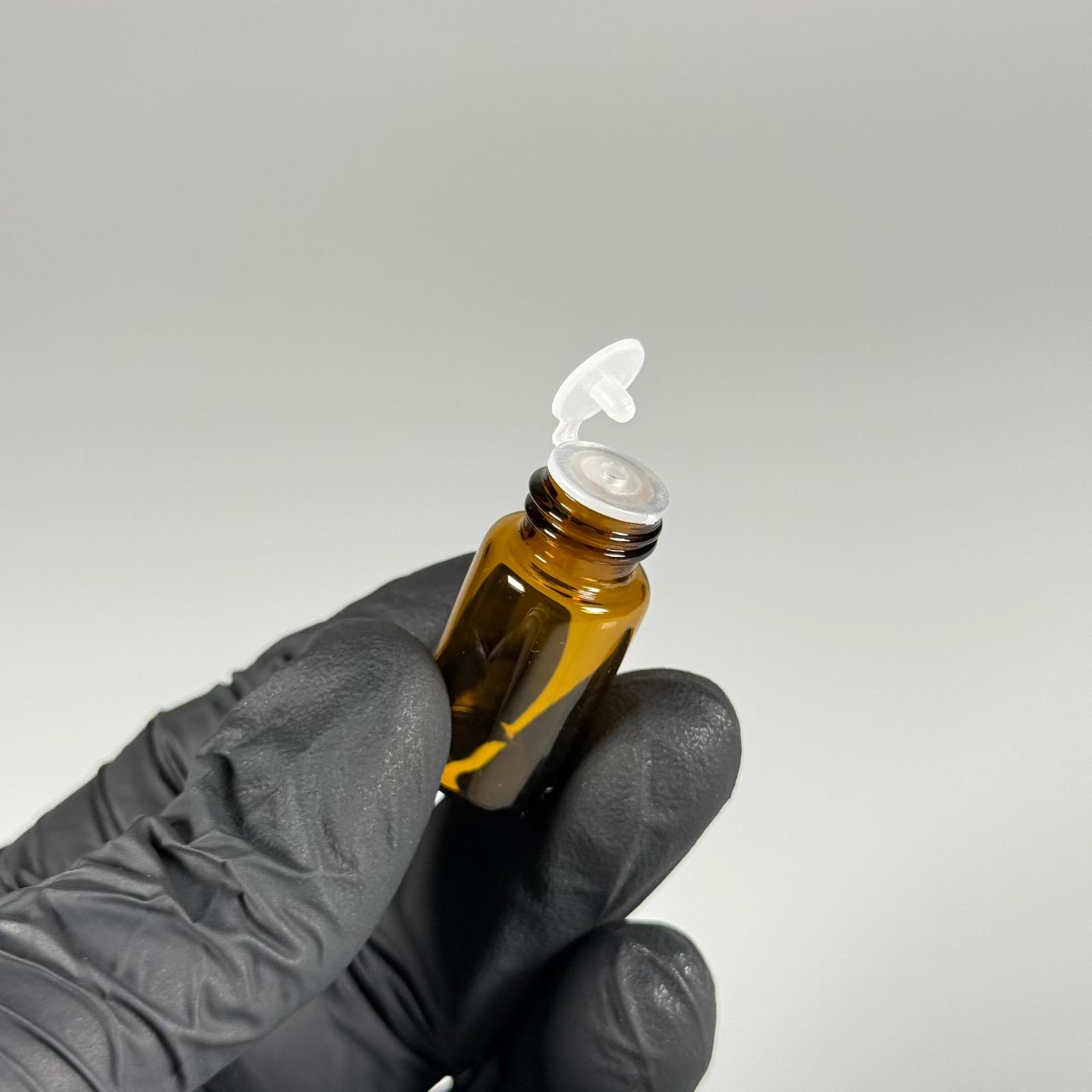 3 CC AMBER İNCE CAM ŞİŞE - SİYAH KAPAKLI + İÇTEN DAMLALIKLI - 3 ML CAM ŞİŞE