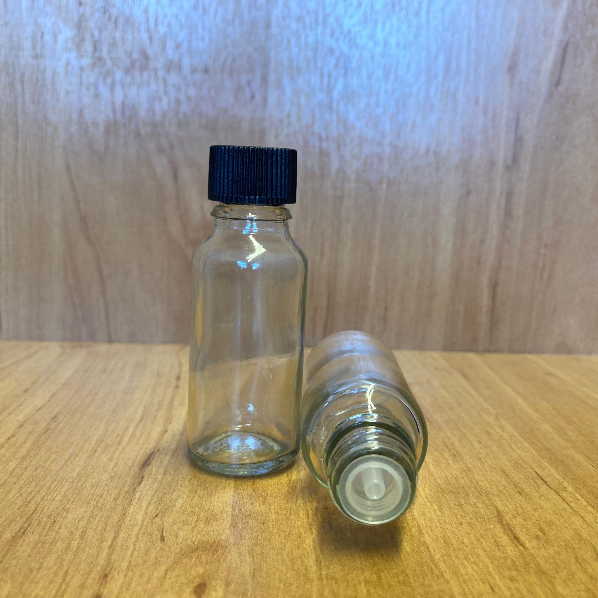 20 CC ŞEFFAF İÇTEN DAMLALIKLI - SİYAH PLASTİK KAPAKLI CAM ŞİŞE - 20 ML KOLONYA TIPALI CAM ŞİŞE