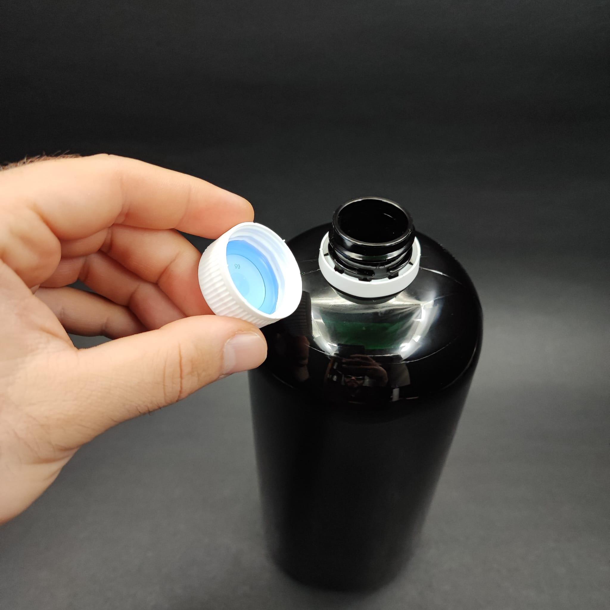 1000 CC SİYAH PLASTİK ŞİŞE - BEYAZ KİLİTLİ CONTALI KAPAKLI - 1000 ML SİYAH BOŞ PET ŞİŞE