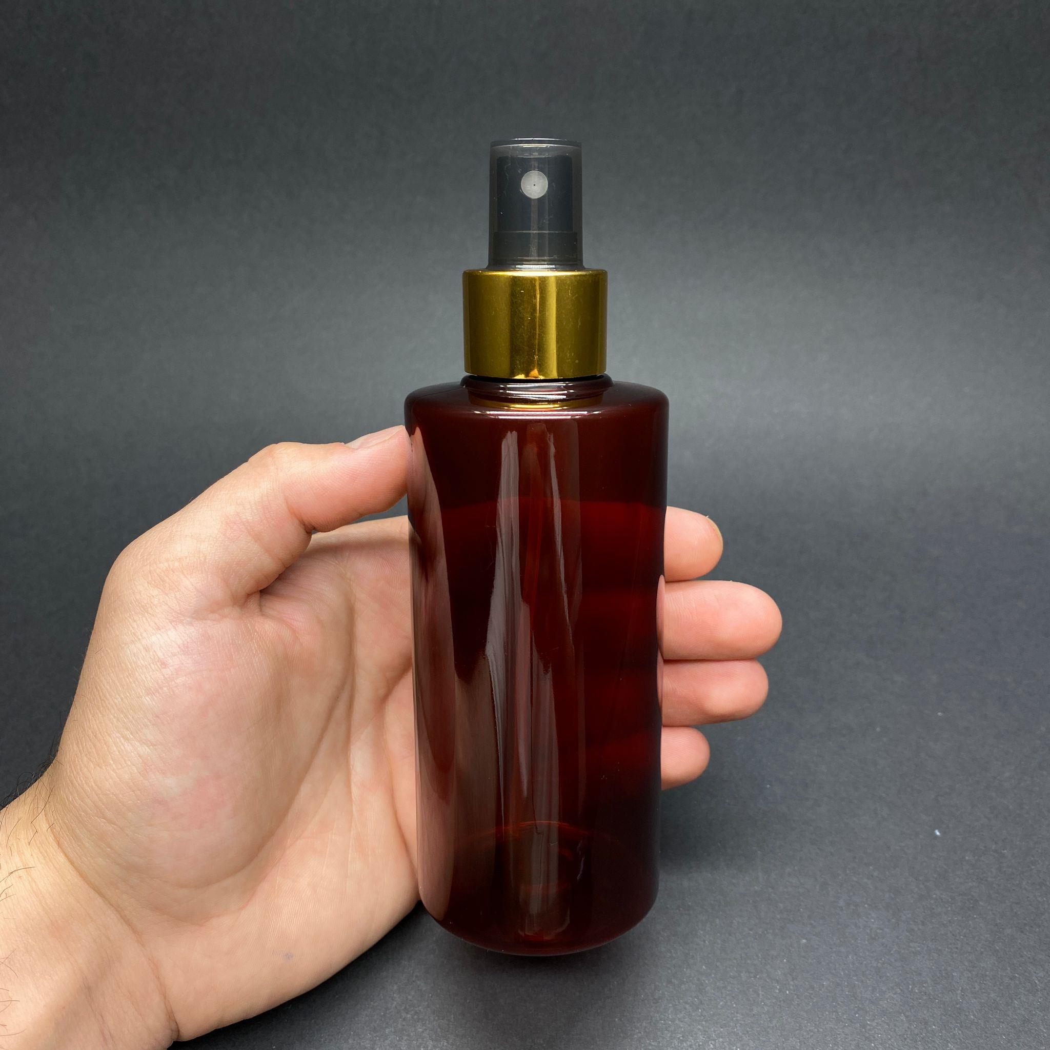 200 CC SİLİNDİR KESKİN KÜT MODEL SERT (25 GR) PET ŞİŞE - GOLD METALİK SPREYLİ - AĞIZ ÇAPI 24 MM - AMBER