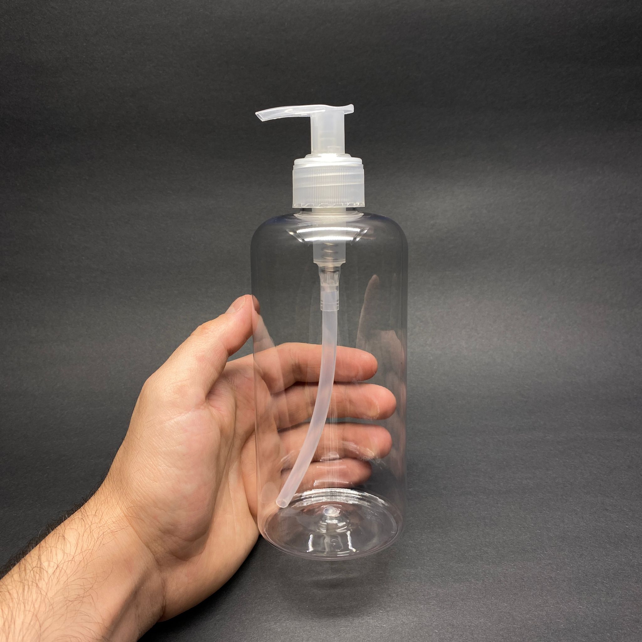 500 CC UZUN SİLİNDİR PET ŞİŞE KALIN (26 GR) - ŞEFFAF SIVI SABUN POMPALI - 28 AĞIZ - 500 ML PET ŞİŞE