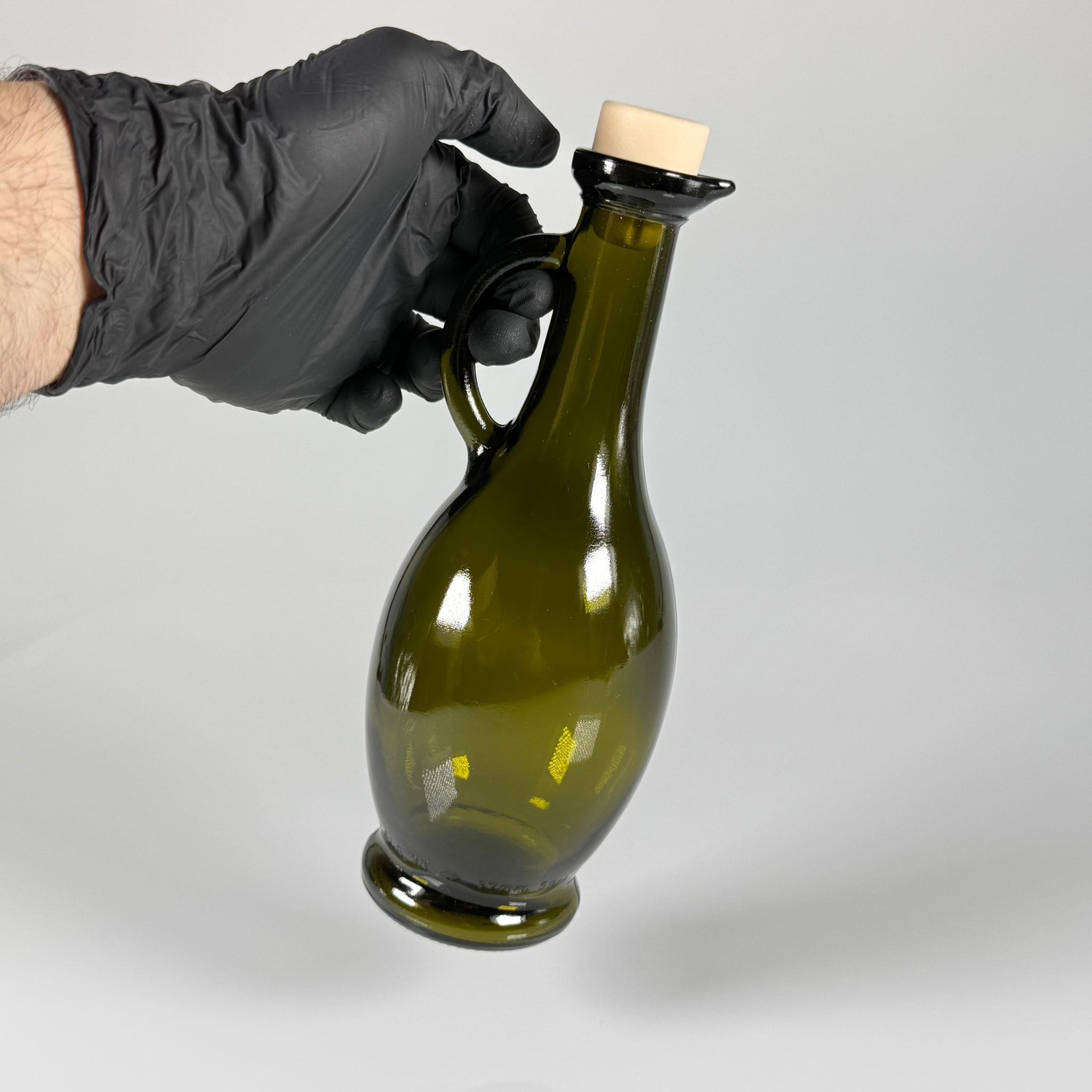 500 CC GAGALI ZEYTİNYAĞ İÇİN YEŞİL CAM ŞİŞE + AHŞAP GÖRÜNÜMLÜ SENTETİK MANTAR TIPA - 500 ML TIPALI CAM ŞİŞE