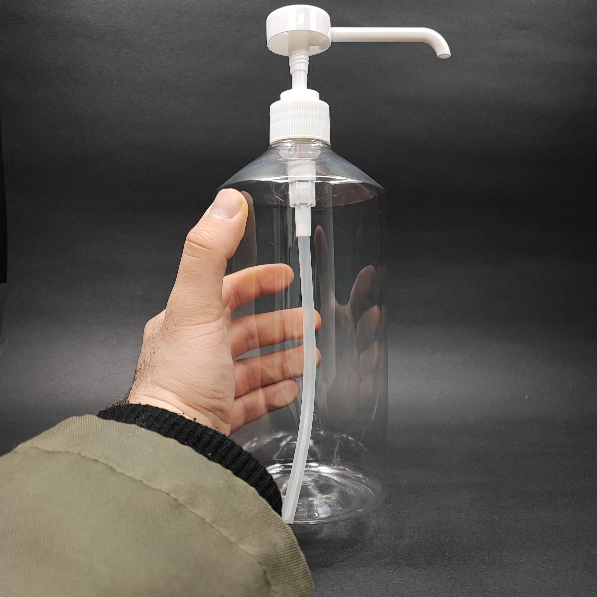 950 CC DÜZ MODEL PET ŞİŞE KÜT BOYUNLU  BEYAZ PÜSKÜRTÜCÜ EYÜP SABRİ MODEL SPREYLİ POMPA  - 950 ML KOLONYA POMPALI PET ŞİŞE