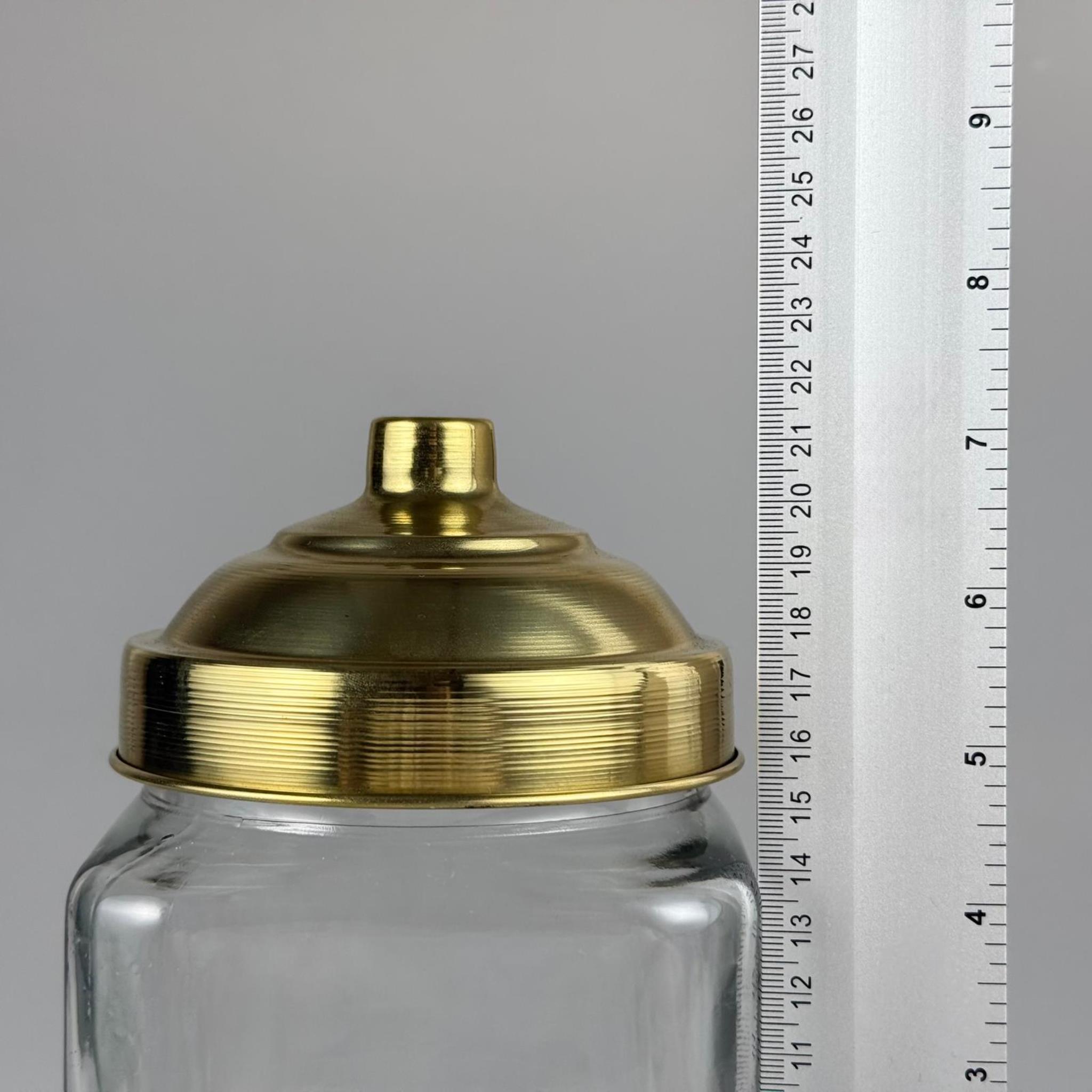 AKTAR, BAKKALİYE, TEŞHİR İÇİN NOSTALJİ PİRİNÇ KAPAKLI CAM KAVANOZ - 1600 ML KARE