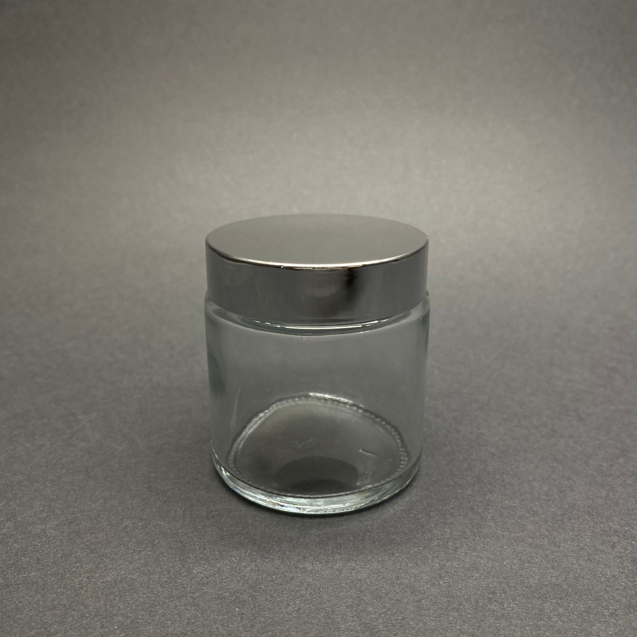 100 CC CAM ŞEFFAF KREM KAVANOZU - GÜMÜŞ AYNALI KAPAKLI İÇ CONTALI - 100 ML ŞEFFAF CAM KAVANOZ  - KOZMETİK KAVANOZ